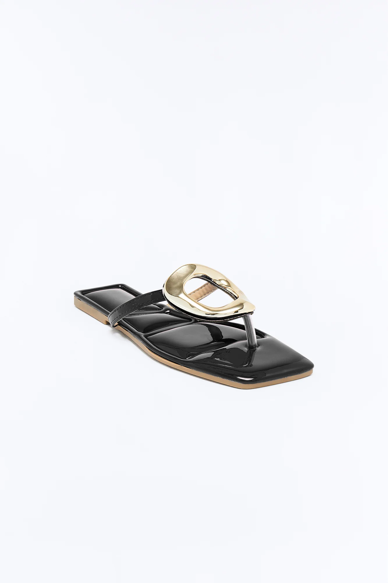 Lachlan Hardware Patent Flip Flops - Black - Image 2