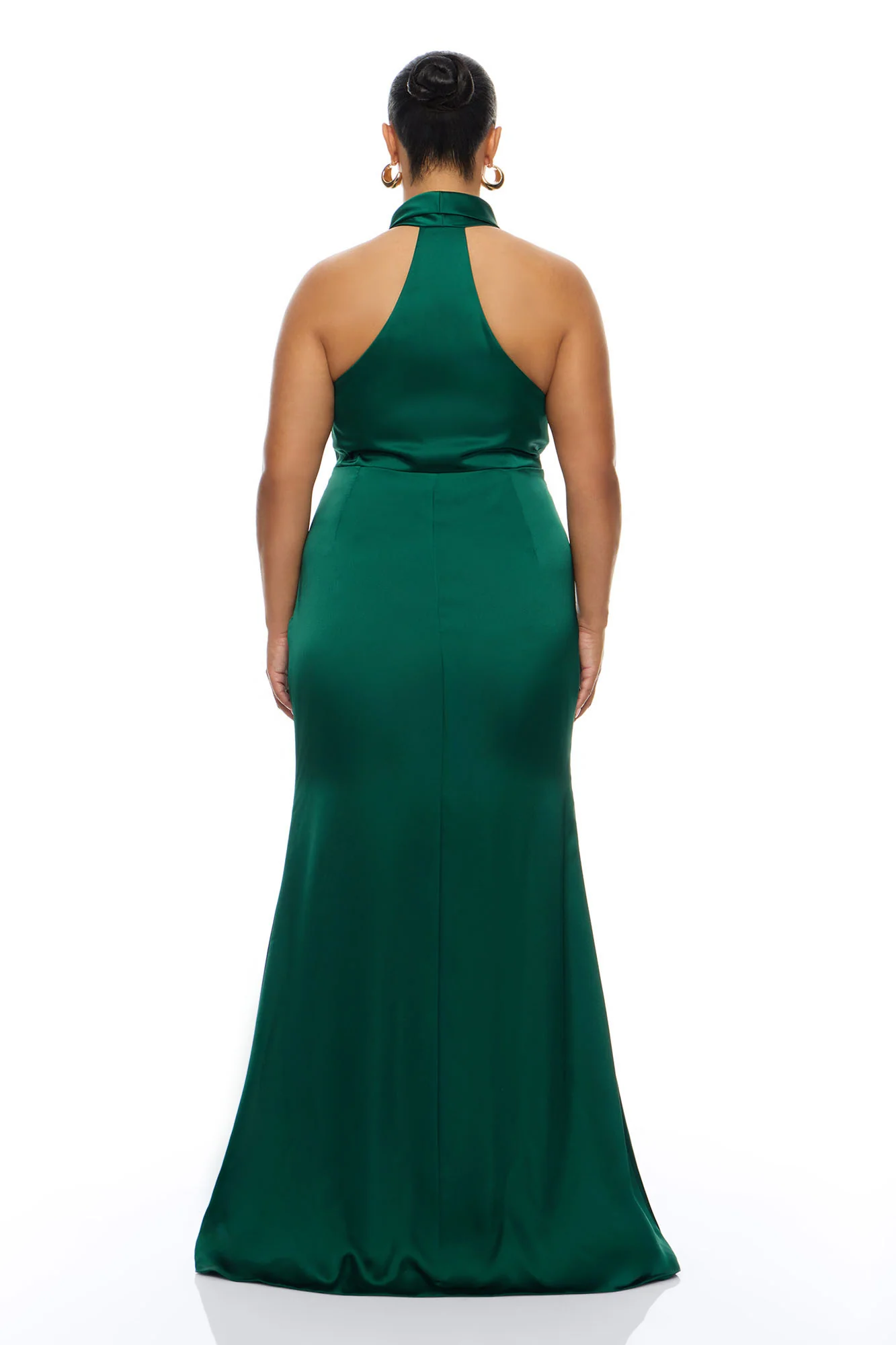 Laena Satin Draped Maxi Dress - Hunter Green - Image 8
