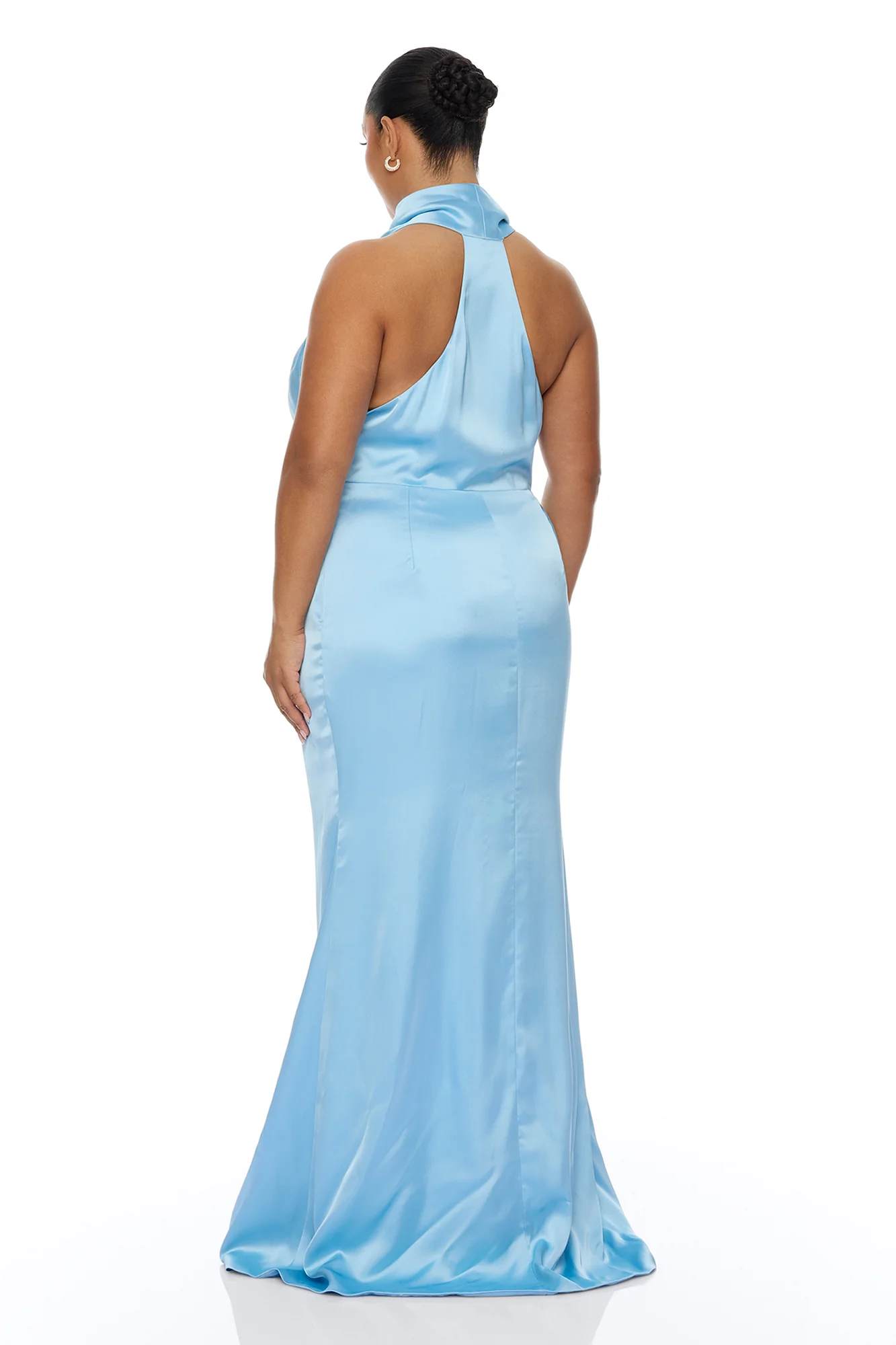 Laena Satin Draped Maxi Dress - Light Blue - Image 10