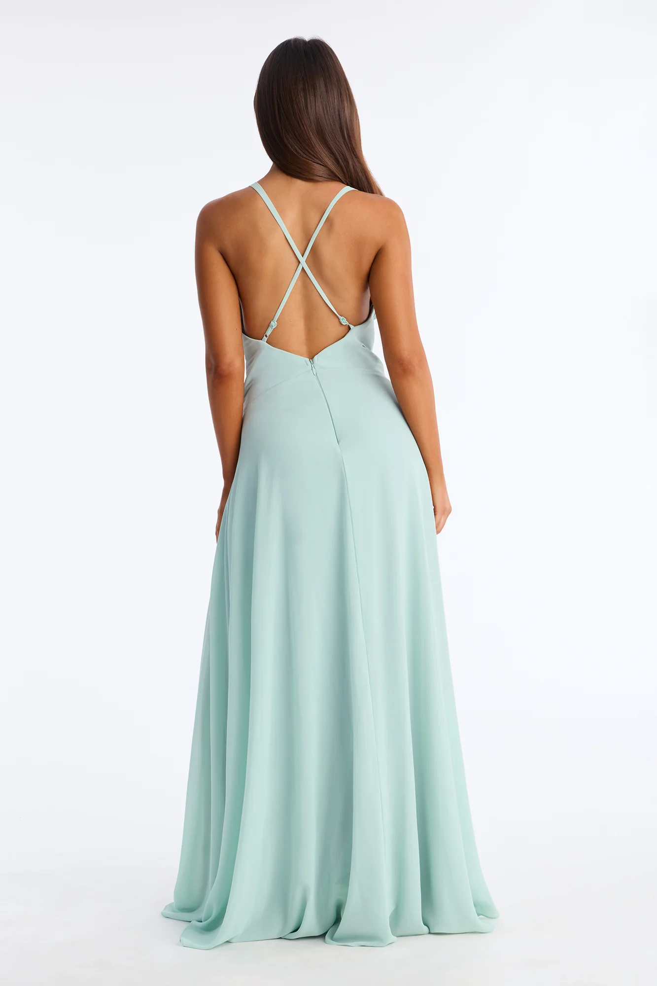 Laila Drop Waist Chiffon Gown - Mint - Image 4