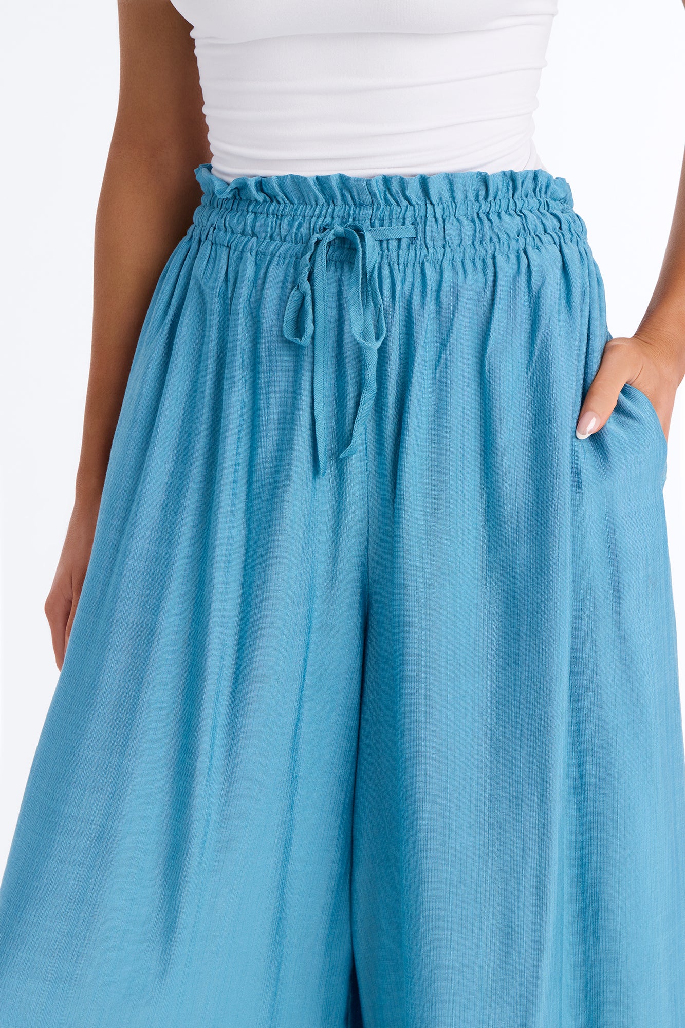 Lainey High Rise Wide Leg Pant 33″ - Teal - Image 2