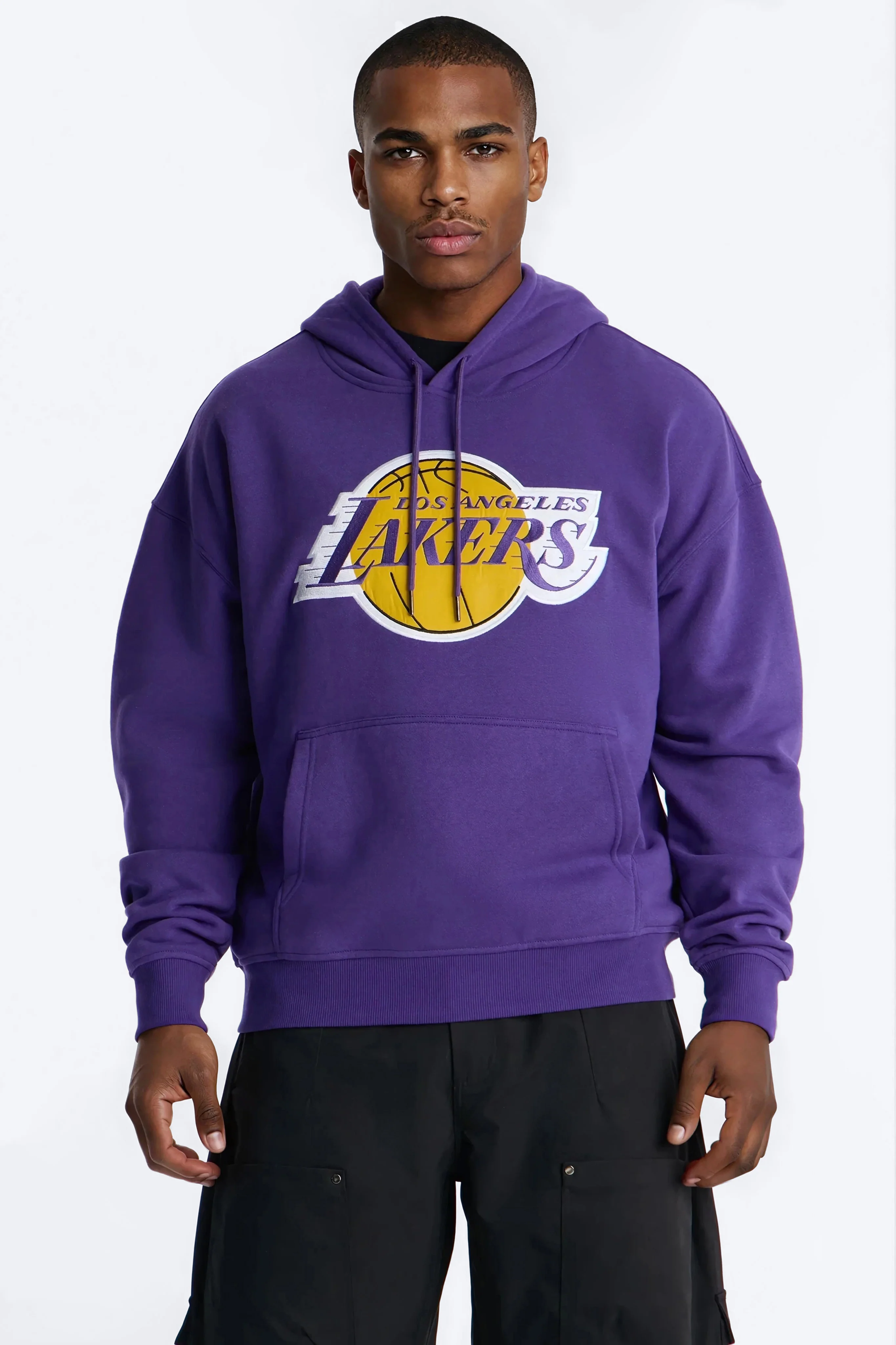 Lakers Old English Embroidery Hoodie - Purple