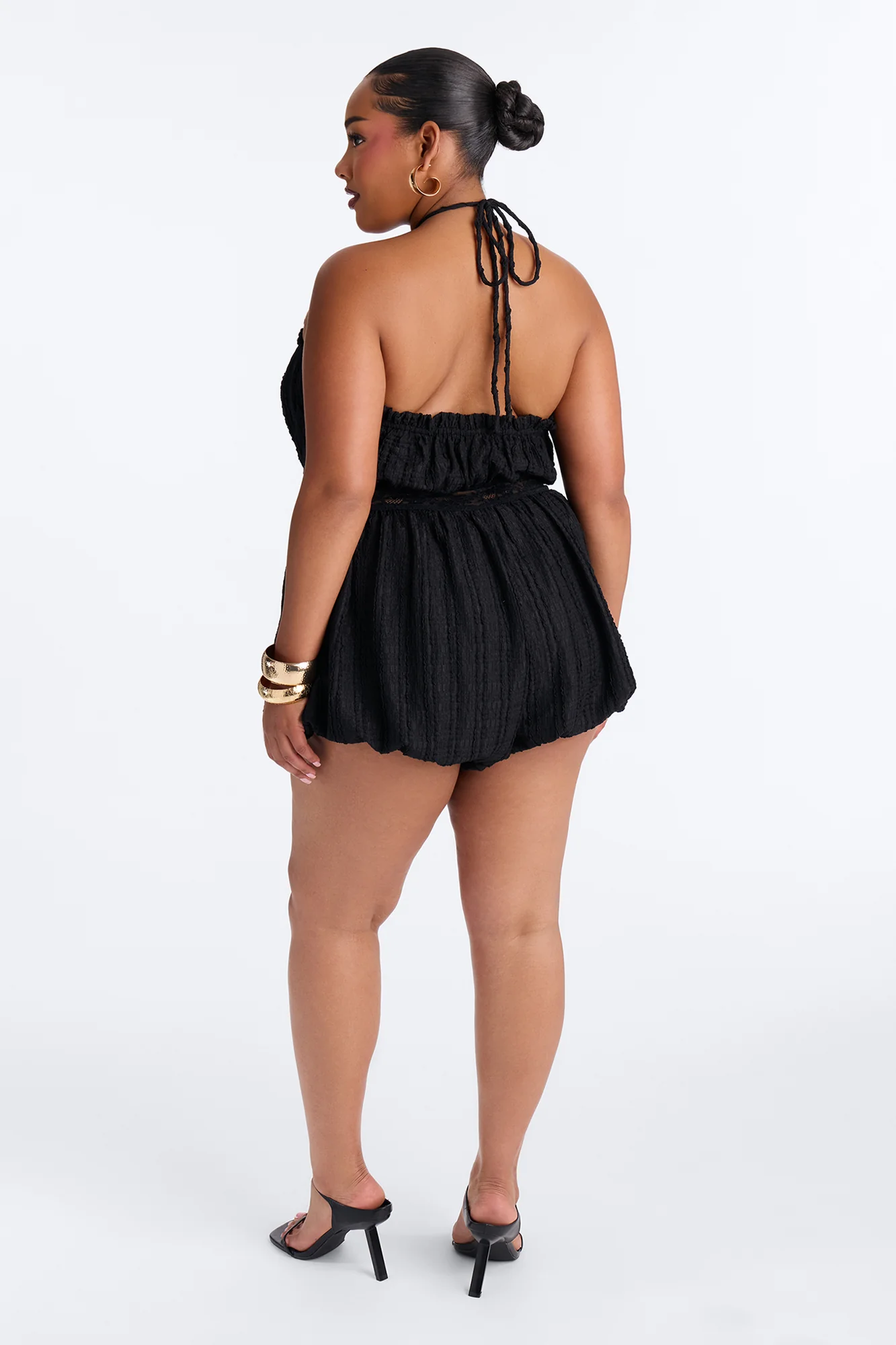 Lana Lace Trim Bubble Romper - Black - Image 9