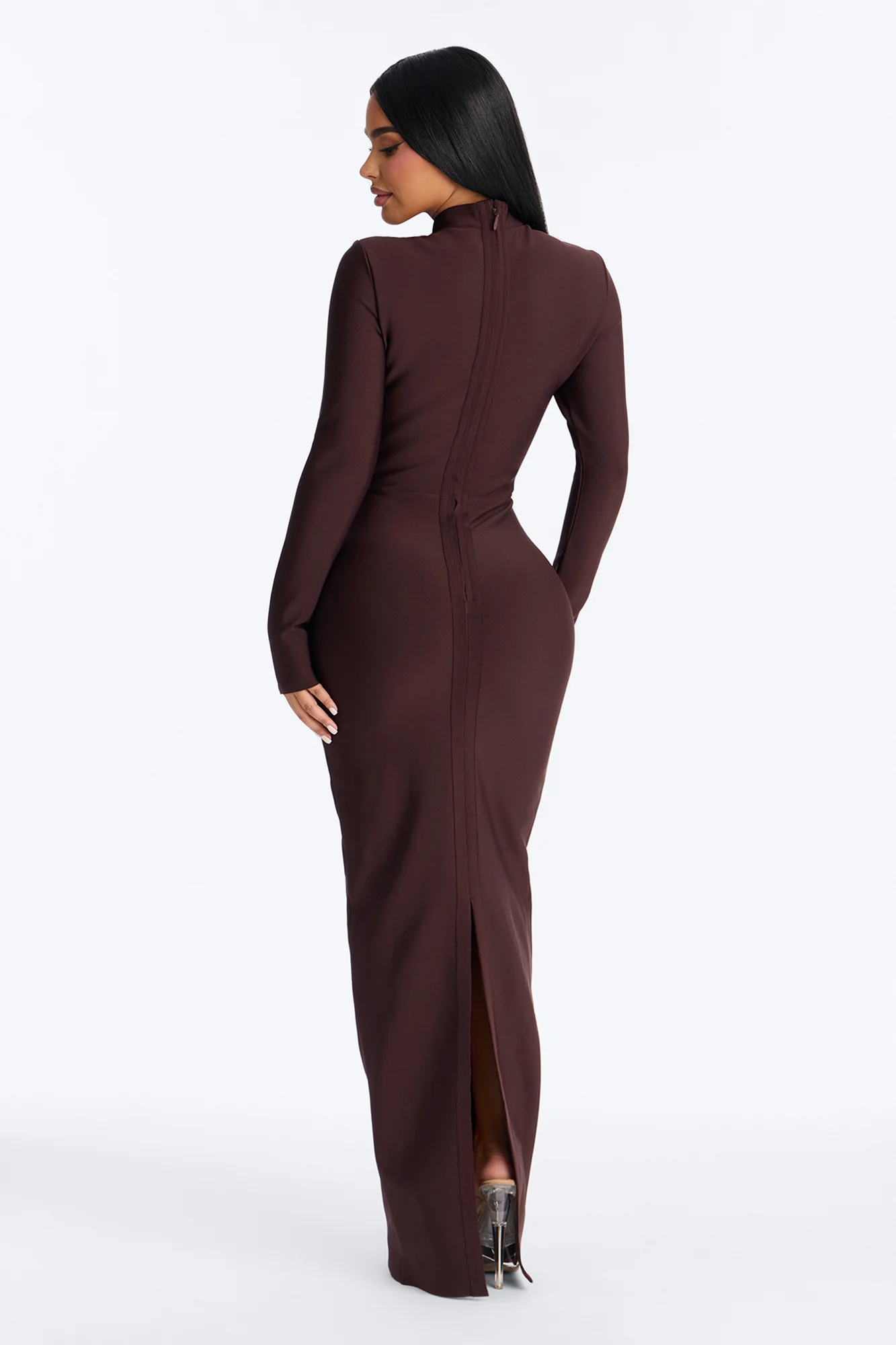 Lana Lace Up Bandage Maxi Dress - Chocolate - Image 4