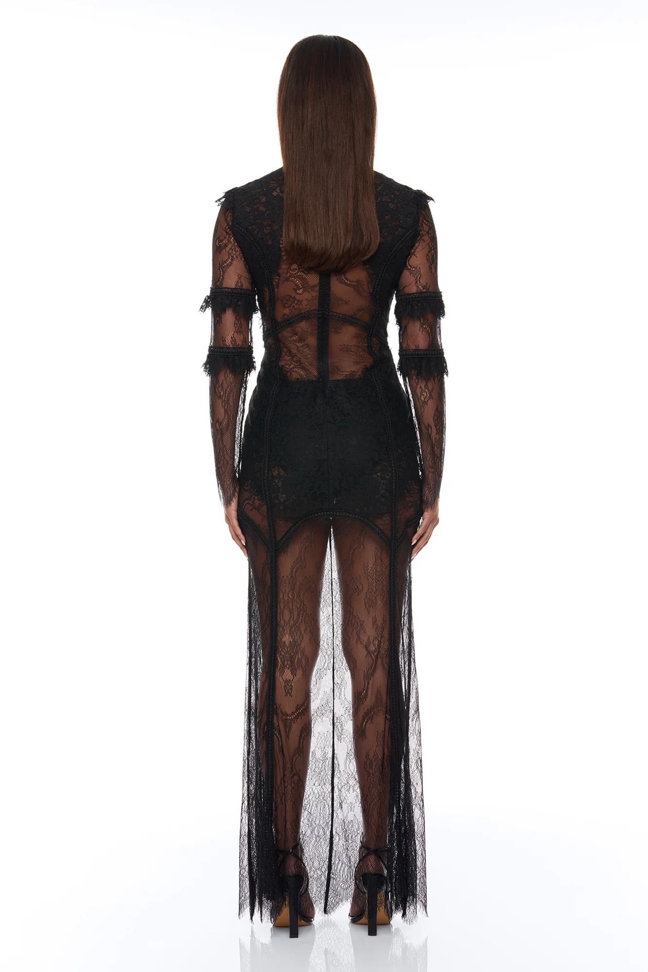 Lana Sheer Lace Maxi Dress - Black - Image 4