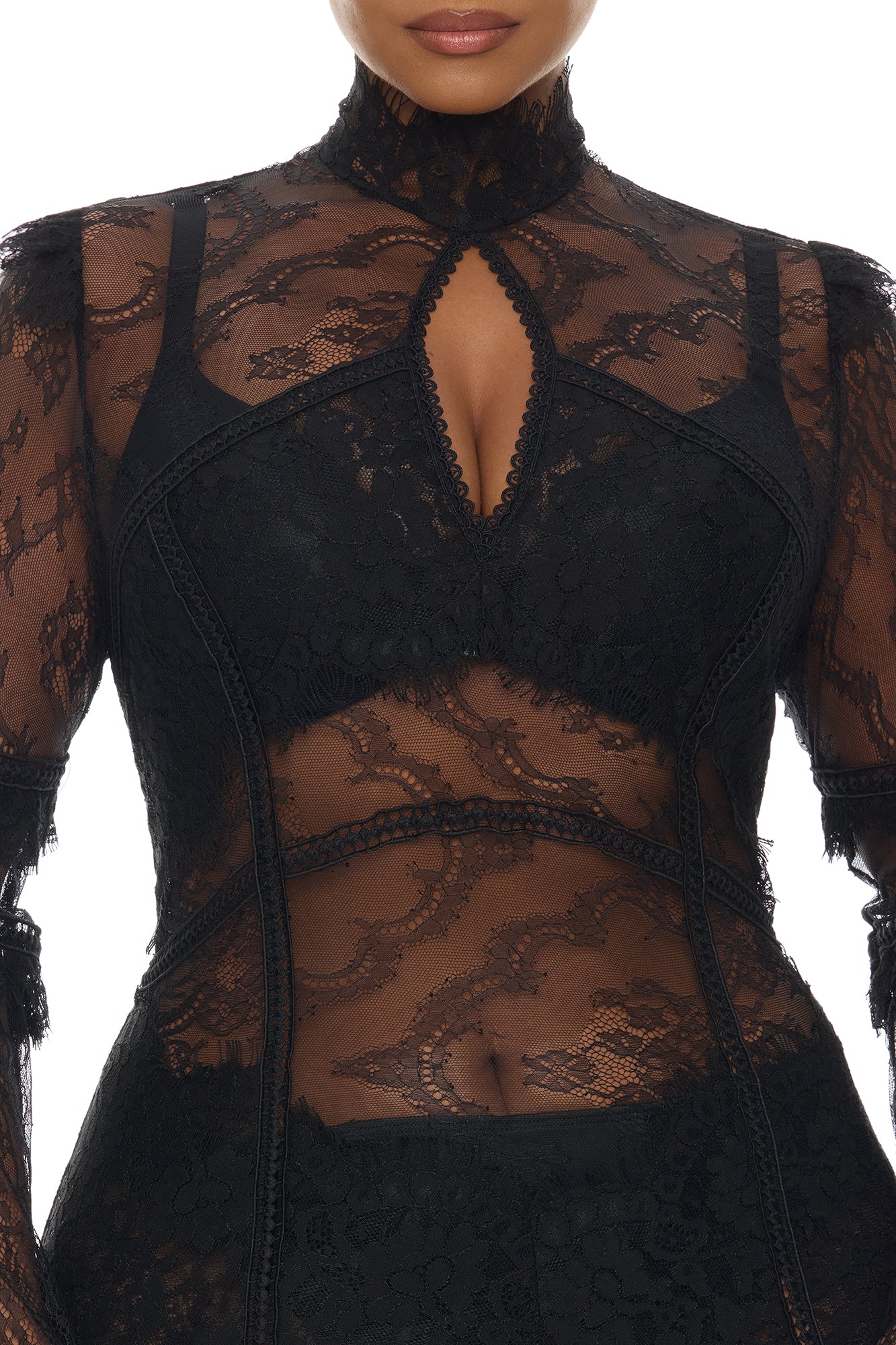 Lana Sheer Lace Maxi Dress - Black - Image 7