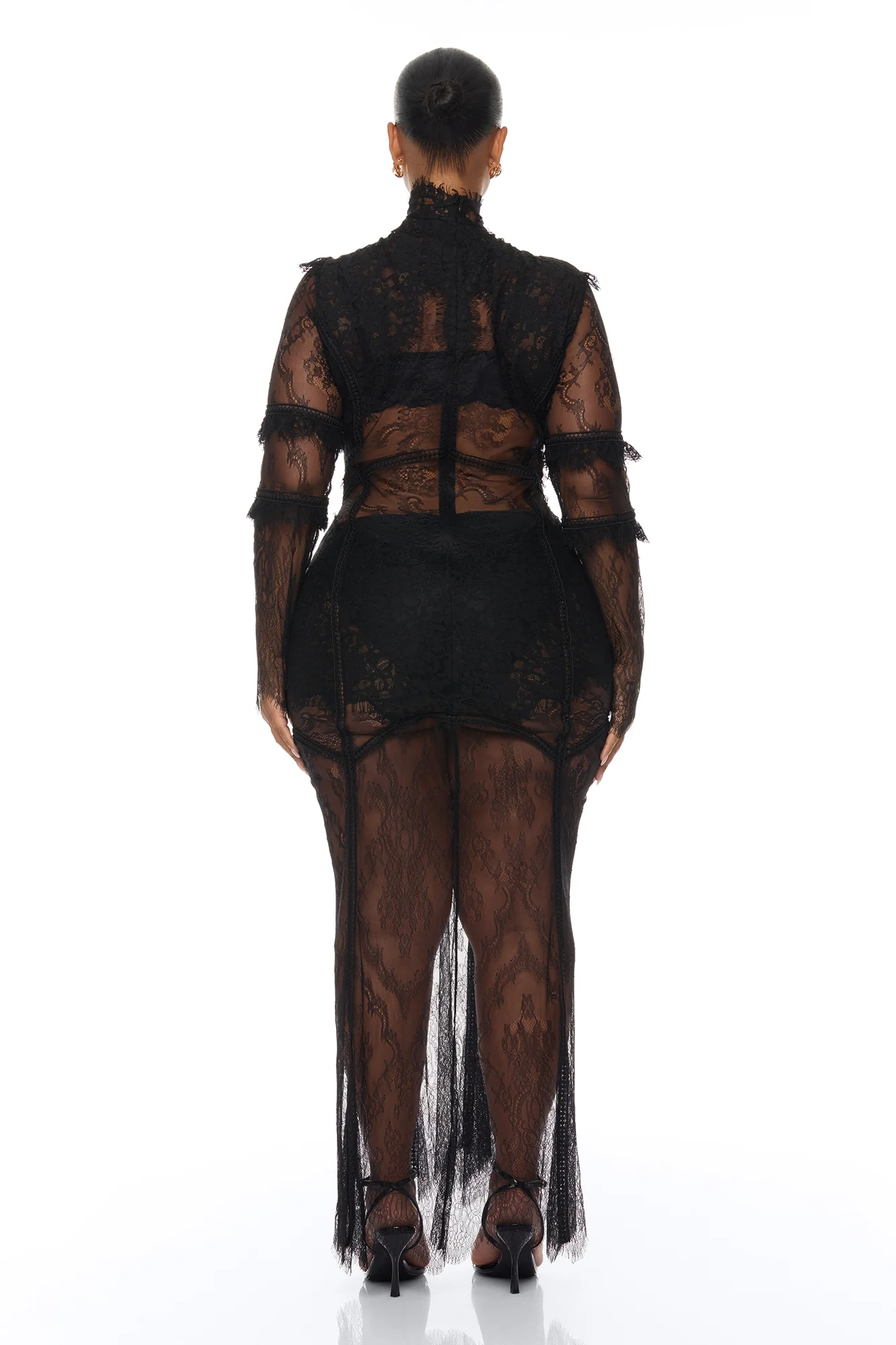 Lana Sheer Lace Maxi Dress - Black - Image 8