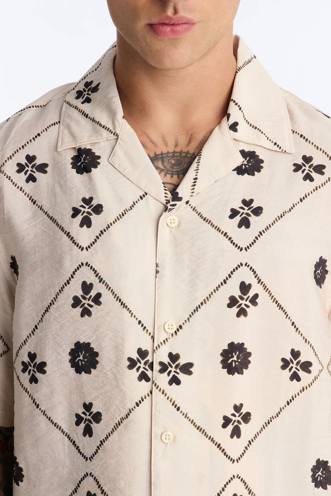 Languid Getaway Button Up Shirt - Cream/combo - Image 3