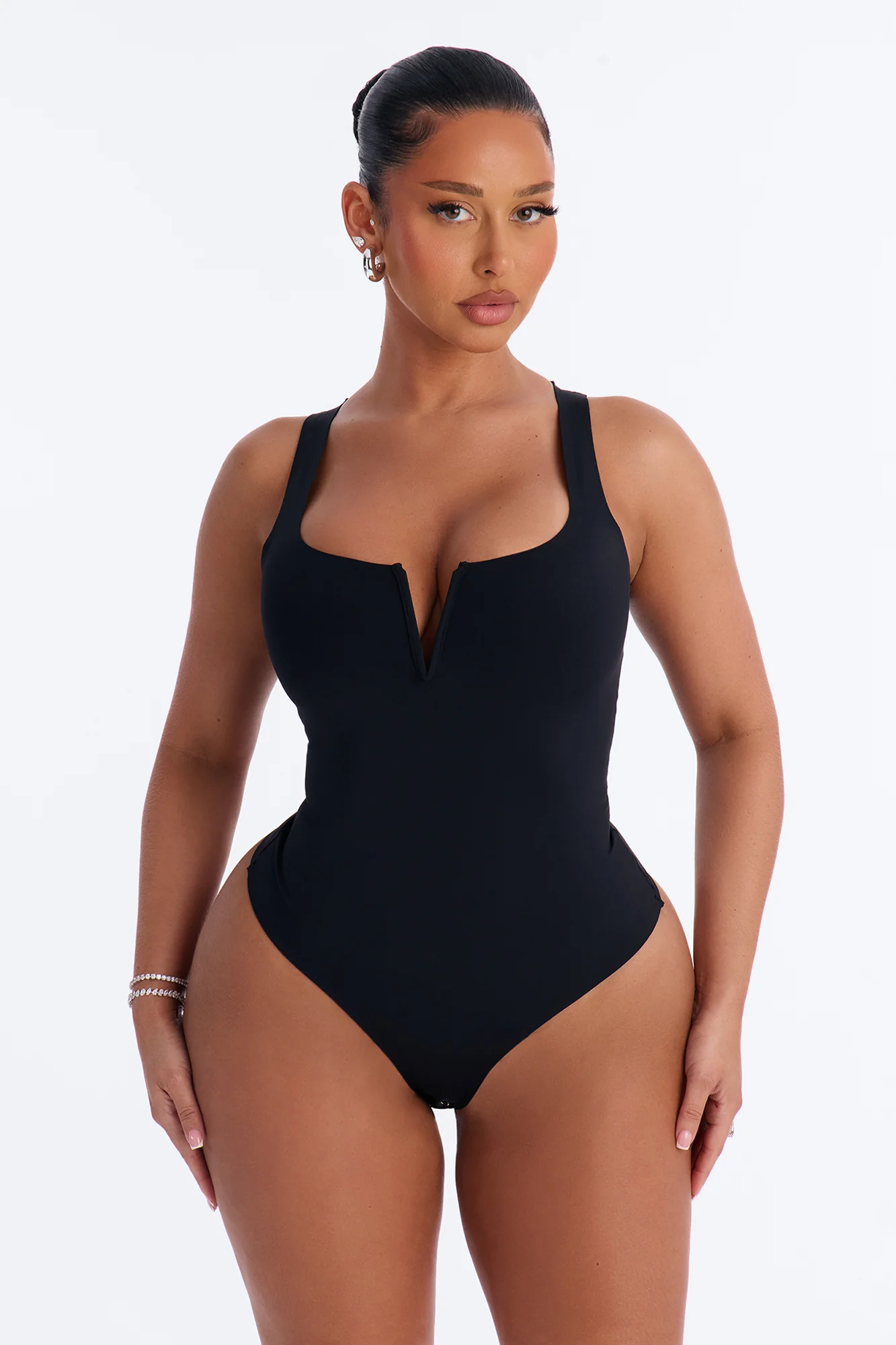 Lania V-Wire Sleeveless Bodysuit - Black
