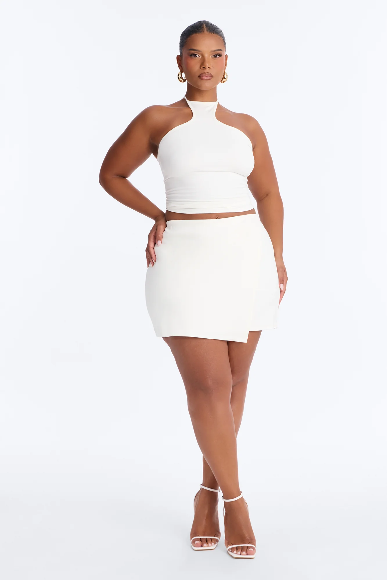 Lara Ponte Wrap Skort - Ivory - Image 5