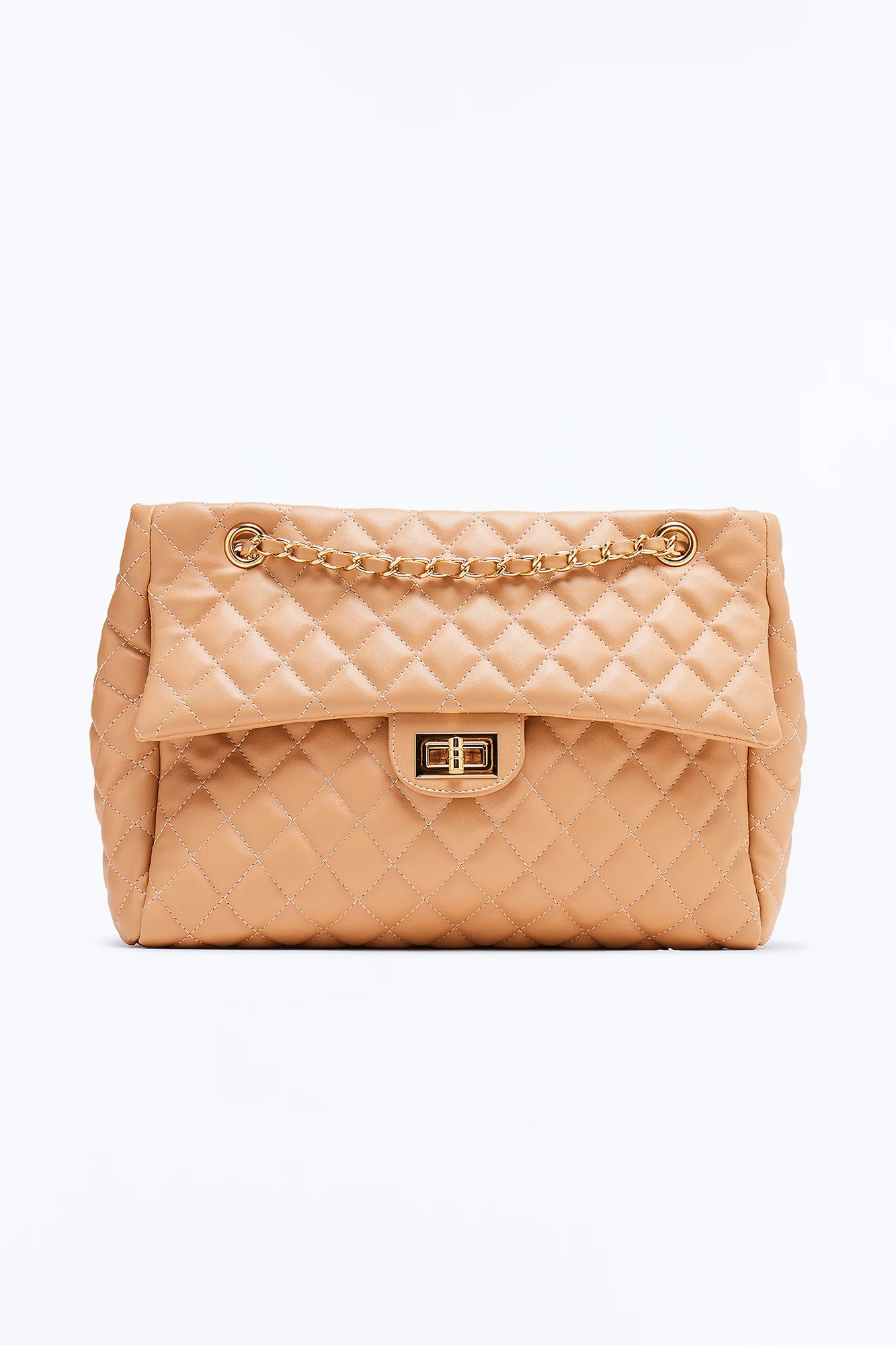 Larger Than Life Faux Leather Tote Bag - Tan - Image 2