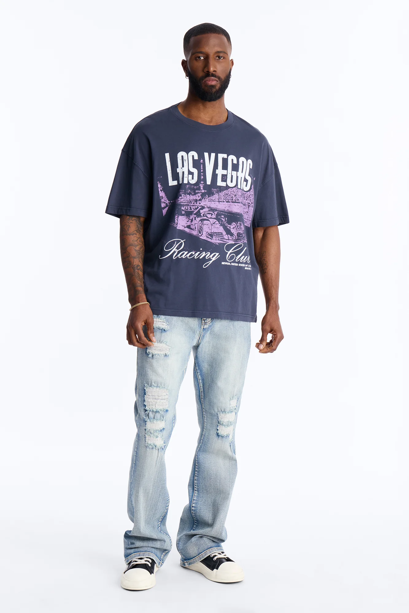 Las Vegas Racing Club Oversized Short Sleeve Tee - Navy - Image 2