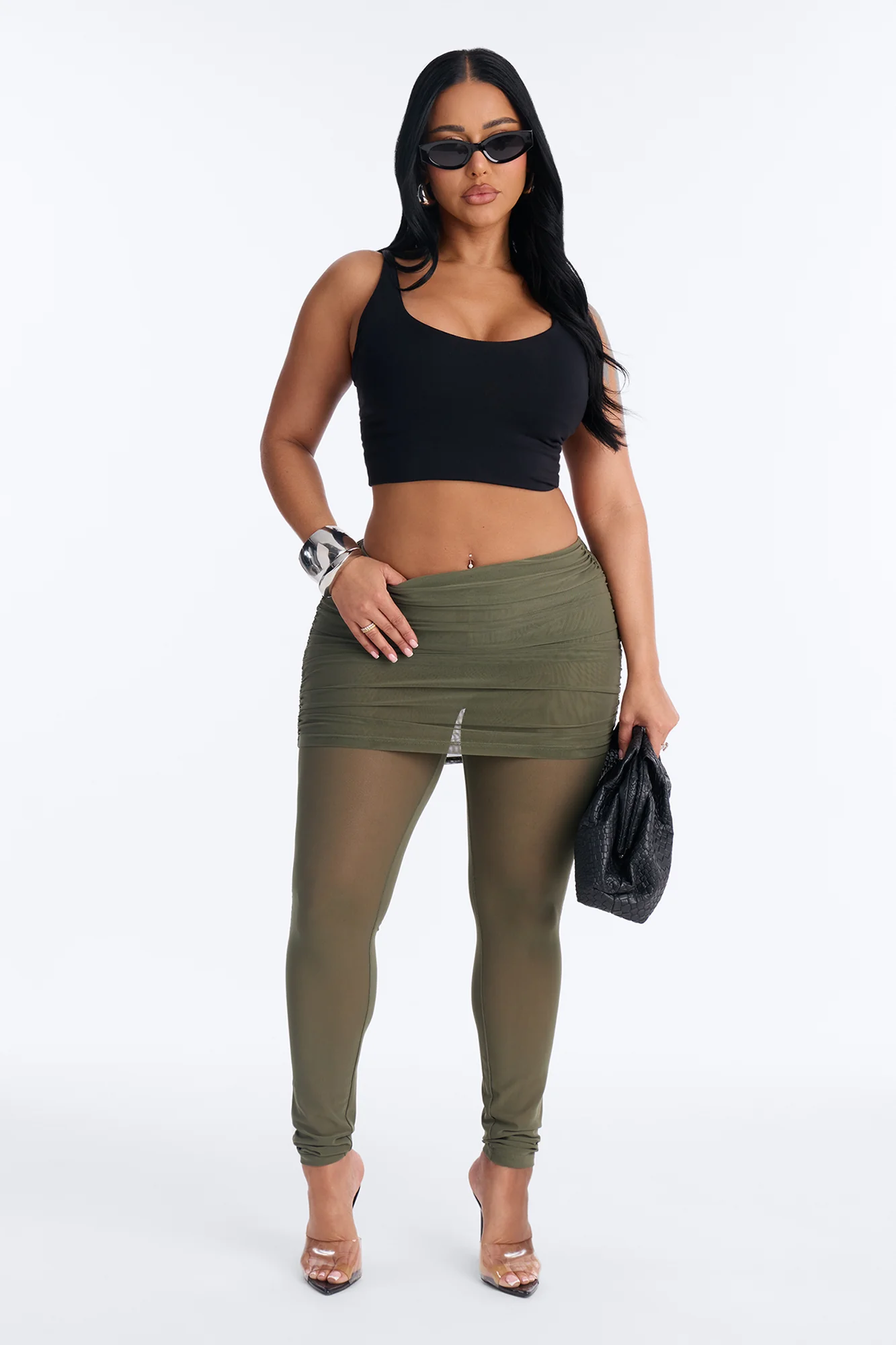 Last Forever Ruched Skirted Legging - Olive
