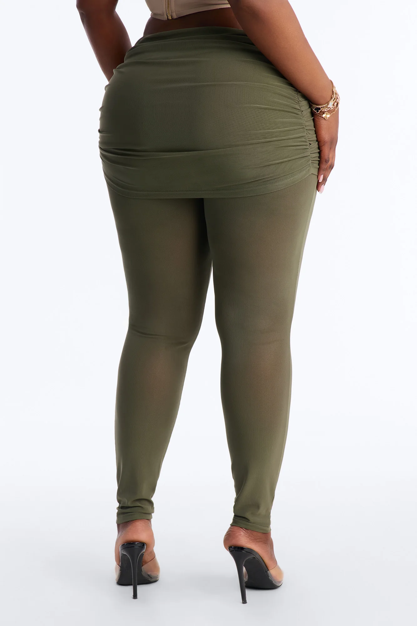 Last Forever Ruched Skirted Legging - Olive - Image 7