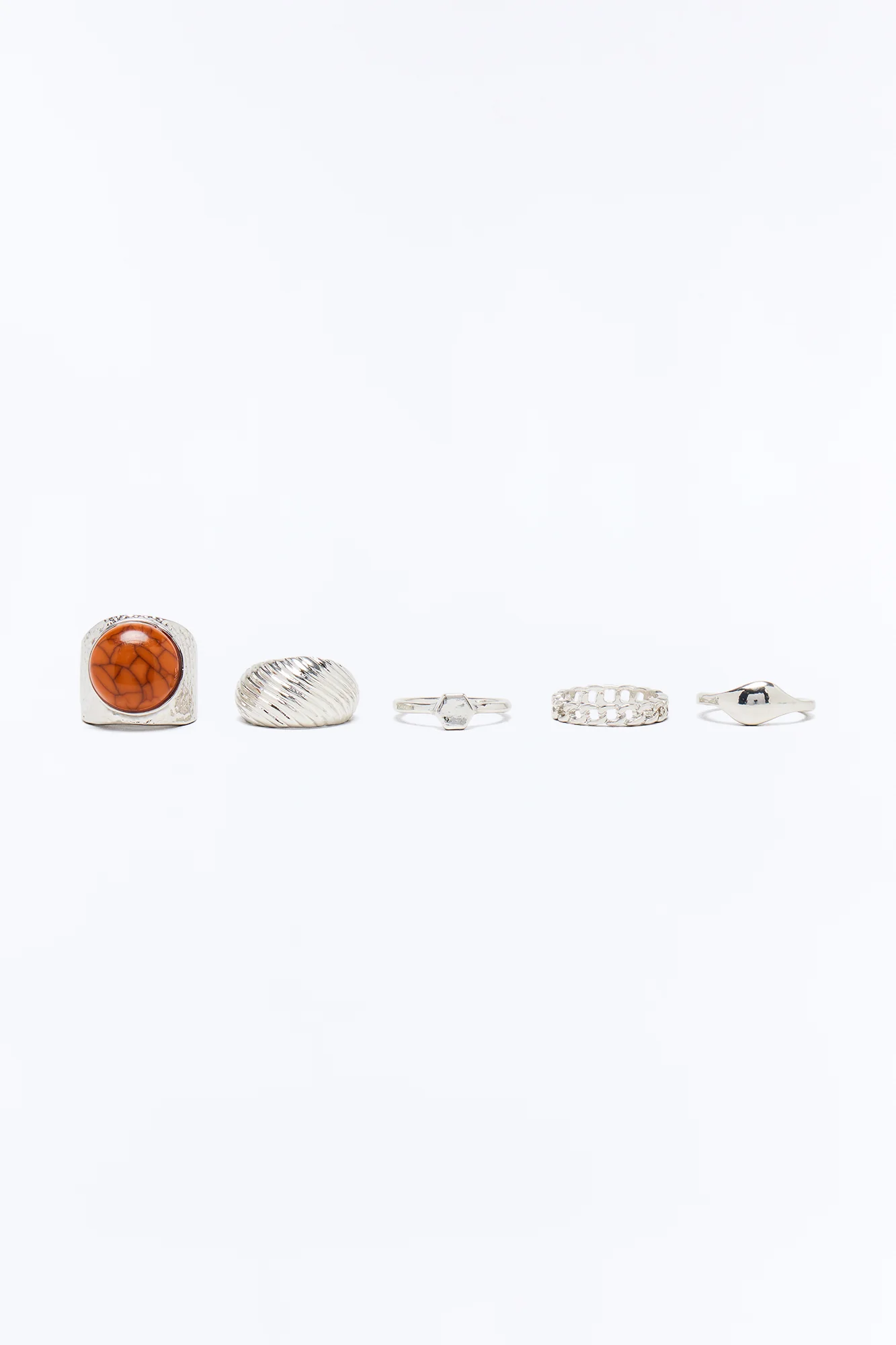 Late Night Dare 5 Piece Ring Set - Silver/Combo - Image 3