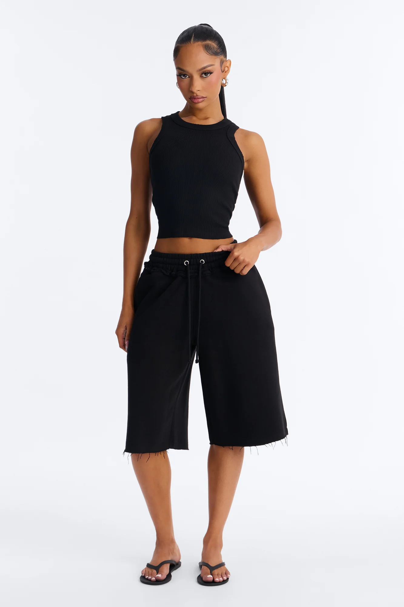 Laura Fleece Jort Set - Black