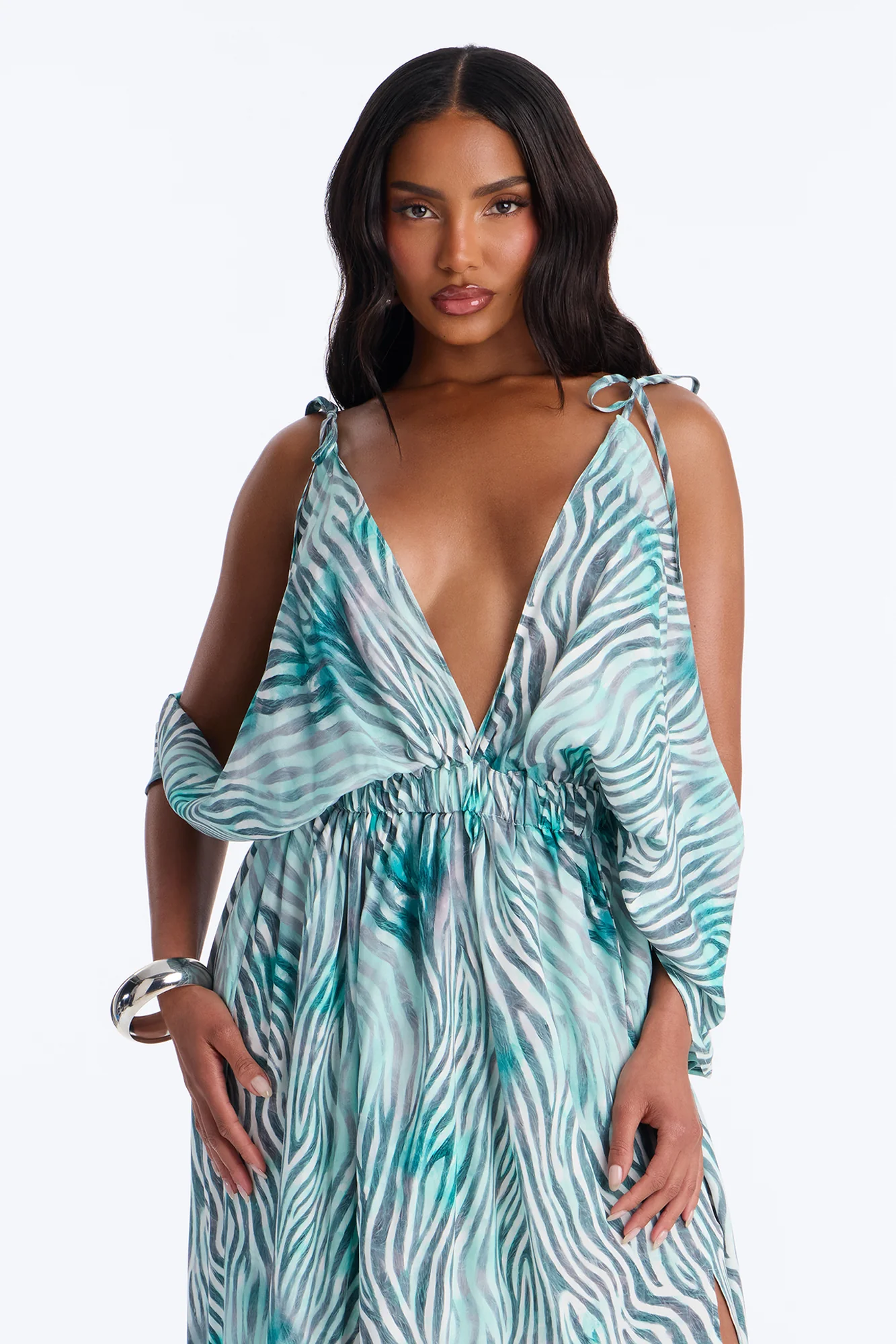 Laurel Animal High Slits Maxi Dress - Blue/combo - Image 2