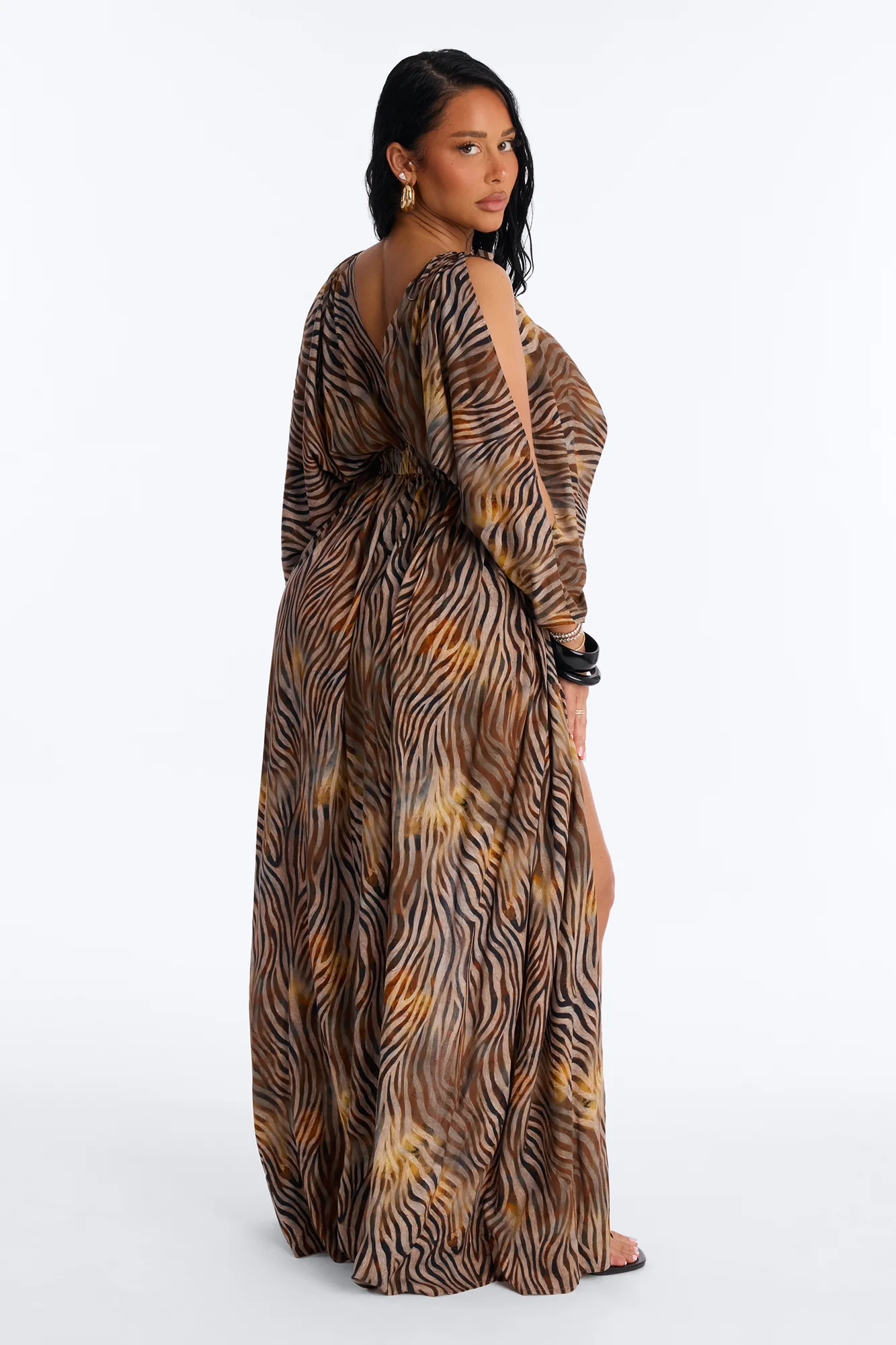 Laurel Animal High Slits Maxi Dress - Brown/combo - Image 3