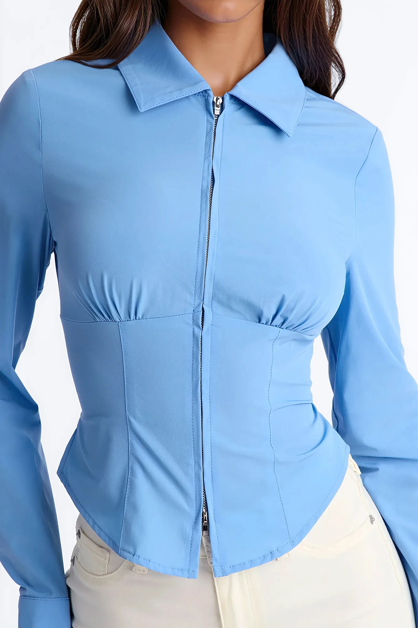 Laurel Zip Front Top - Periwinkle - Image 3