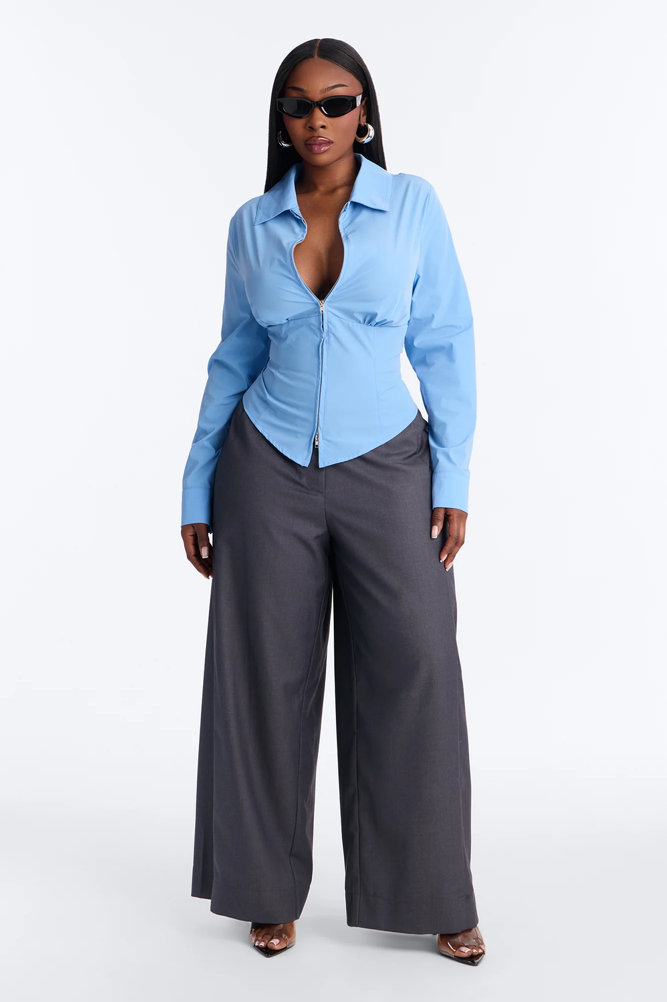 Laurel Zip Front Top - Periwinkle - Image 6