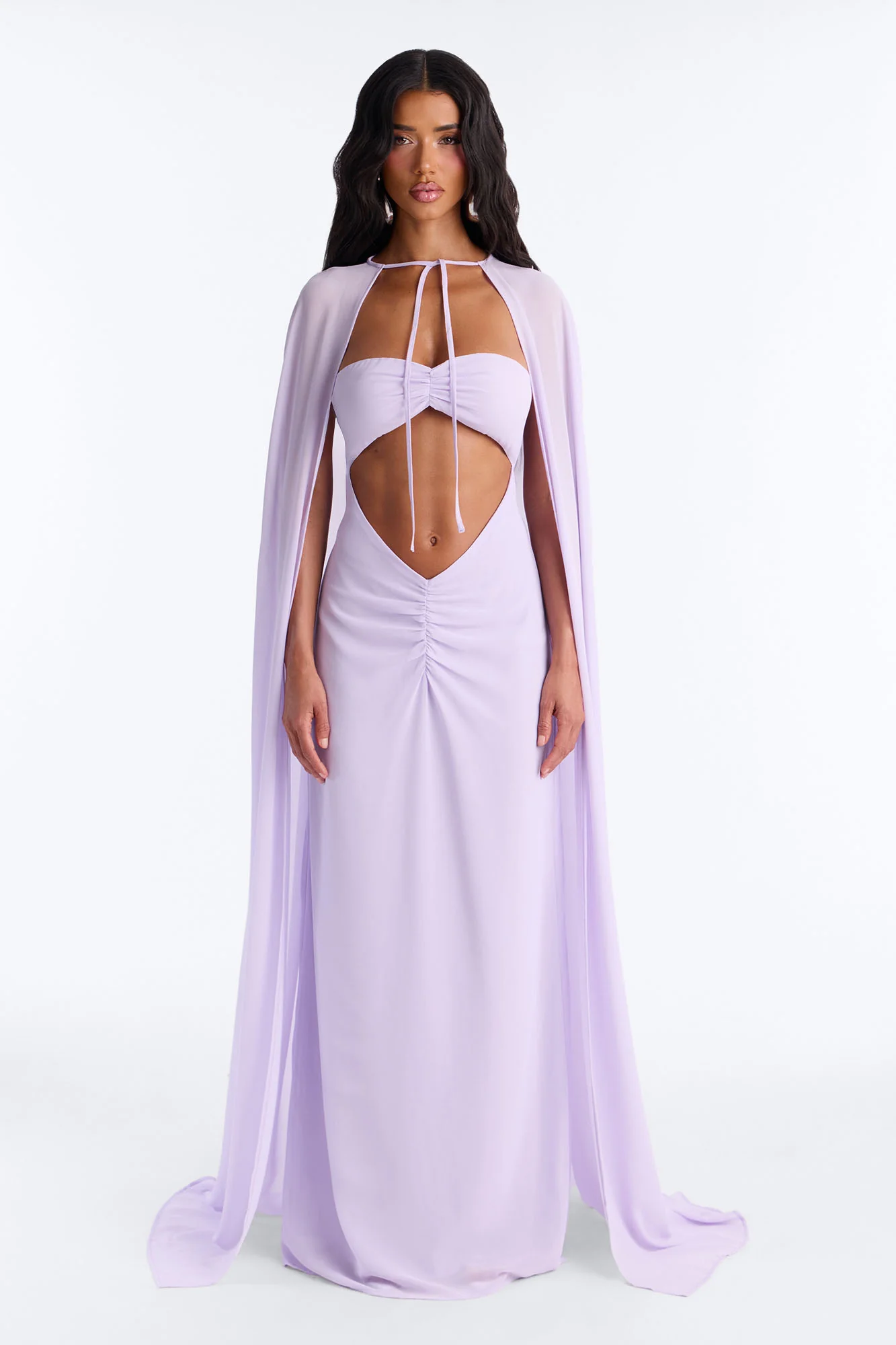 Lavender Mist Cape Maxi Dress - Lavender