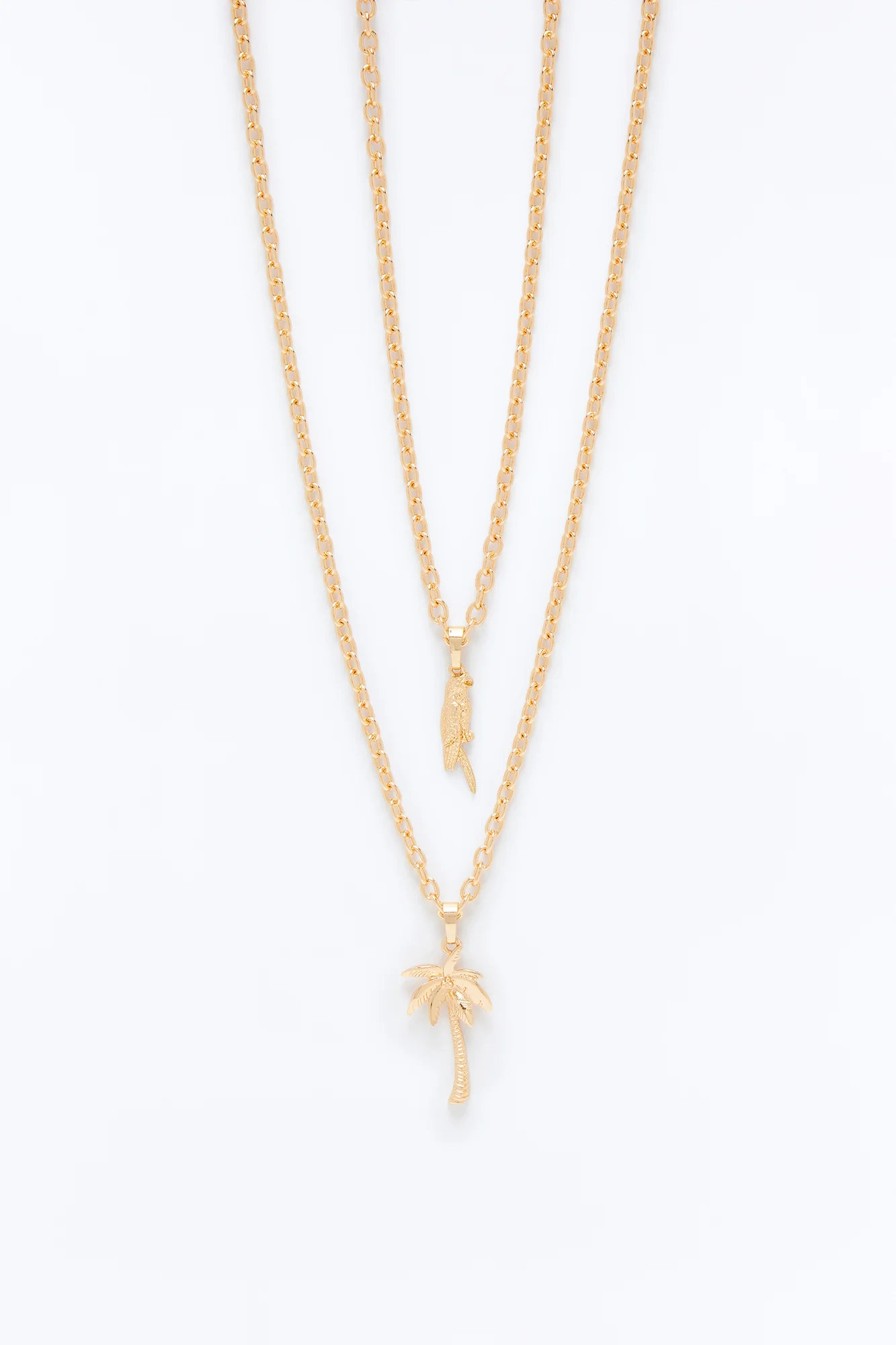 Layered Island Pendant Necklace Set - Gold - Image 3