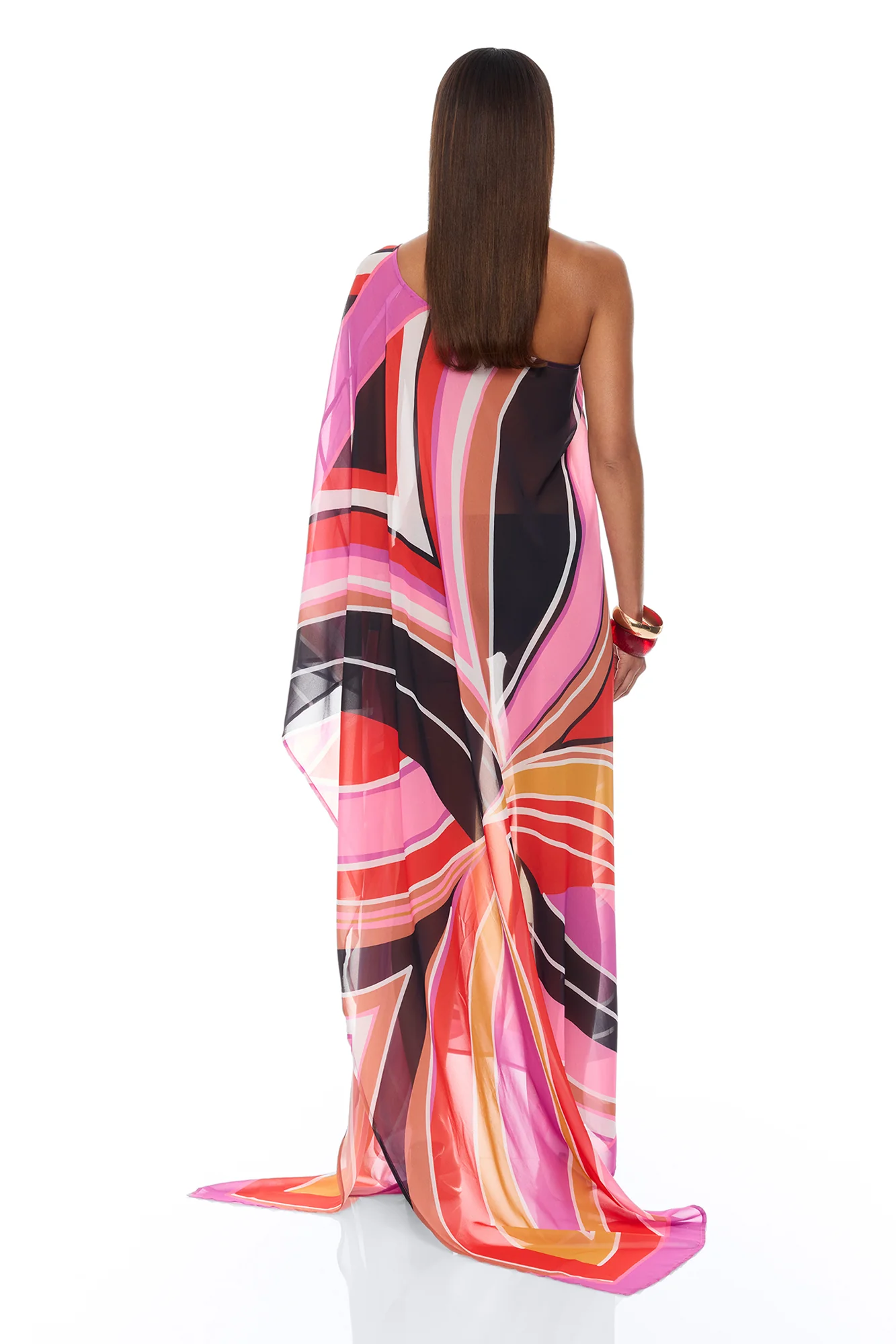 Laying Poolside Chiffon Kaftan - Pink/combo - Image 4