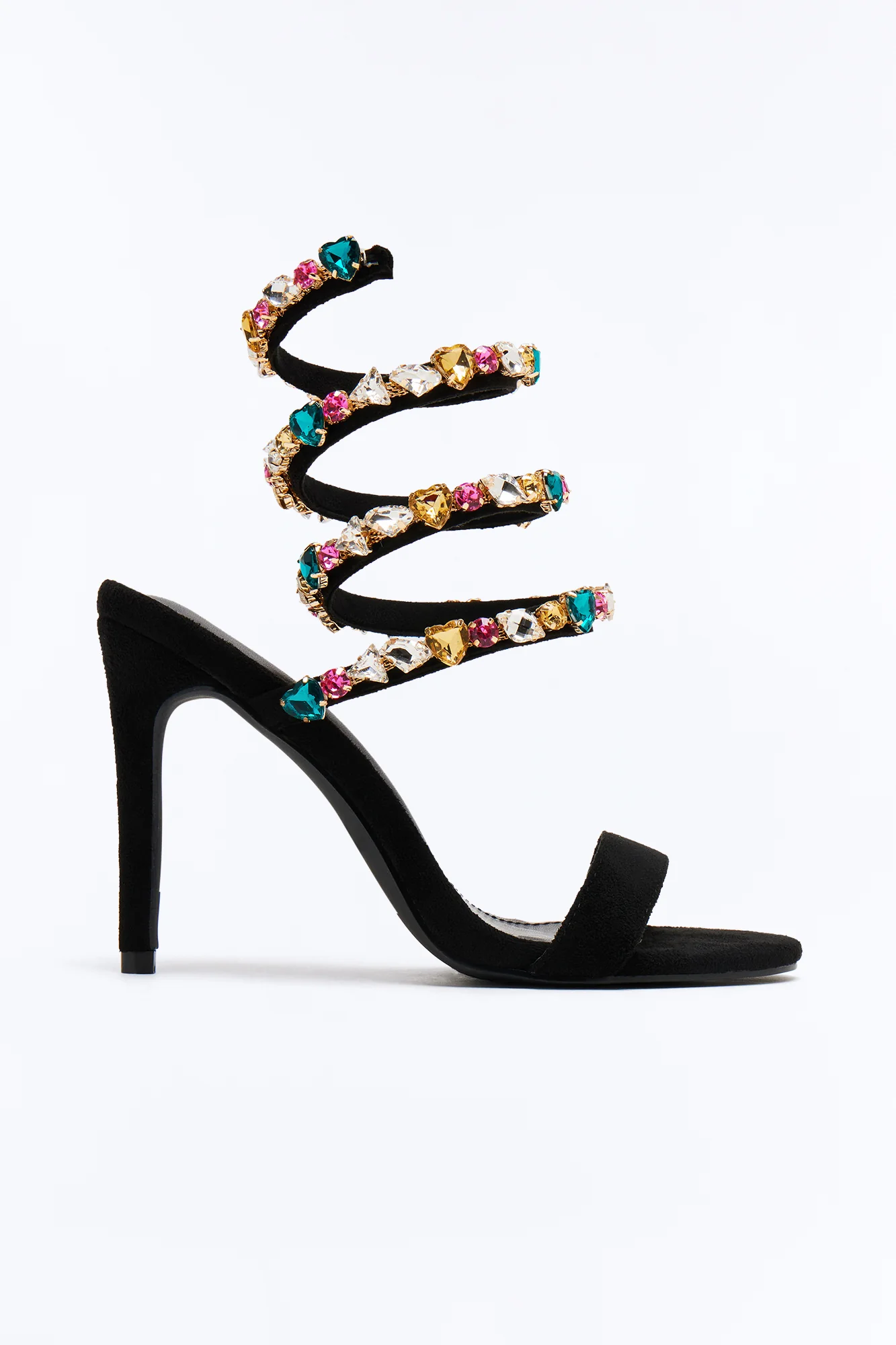 Laylin Jewel Wrap Up Heels - Black
