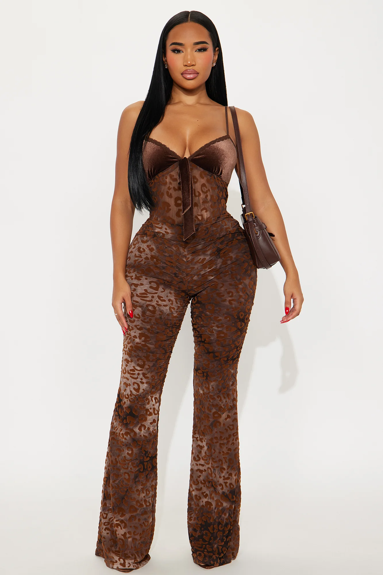 Leave No Trace Leopard Mesh Jumpsuit - Brown/combo