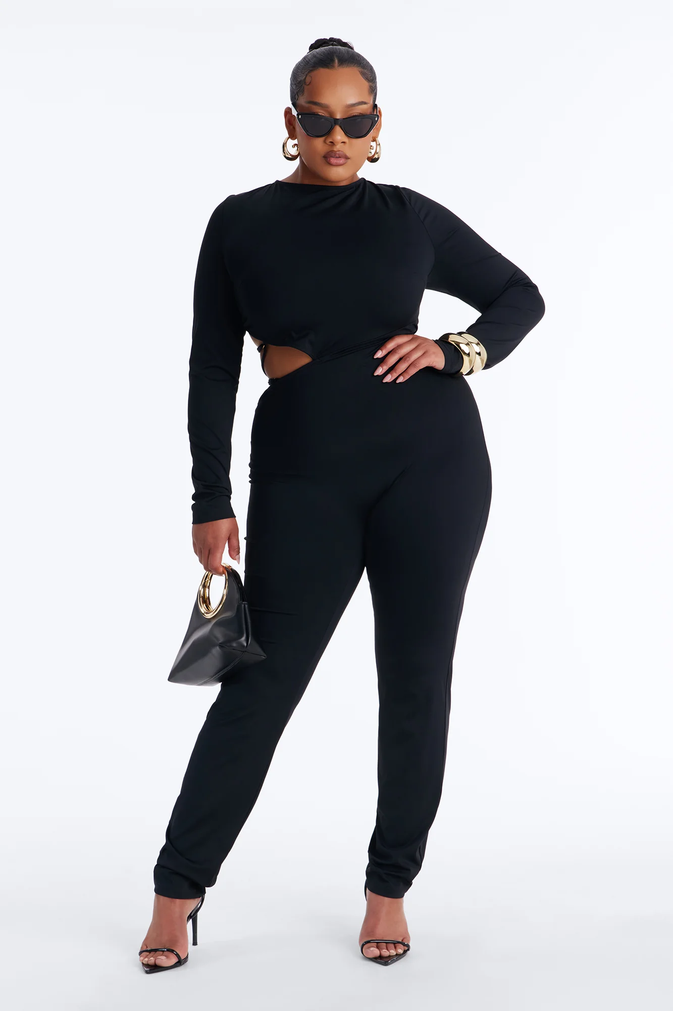 Lee Lace Up Skinny Leg Jumpsuit - Black - Image 5