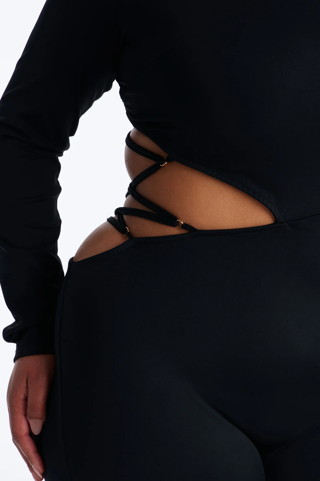 Lee Lace Up Skinny Leg Jumpsuit - Black - Image 7