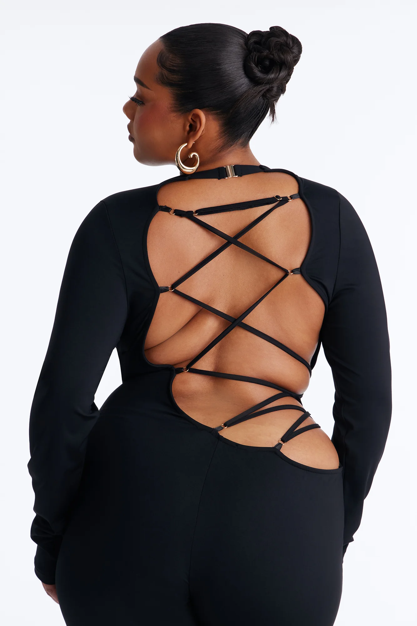 Lee Lace Up Skinny Leg Jumpsuit - Black - Image 8