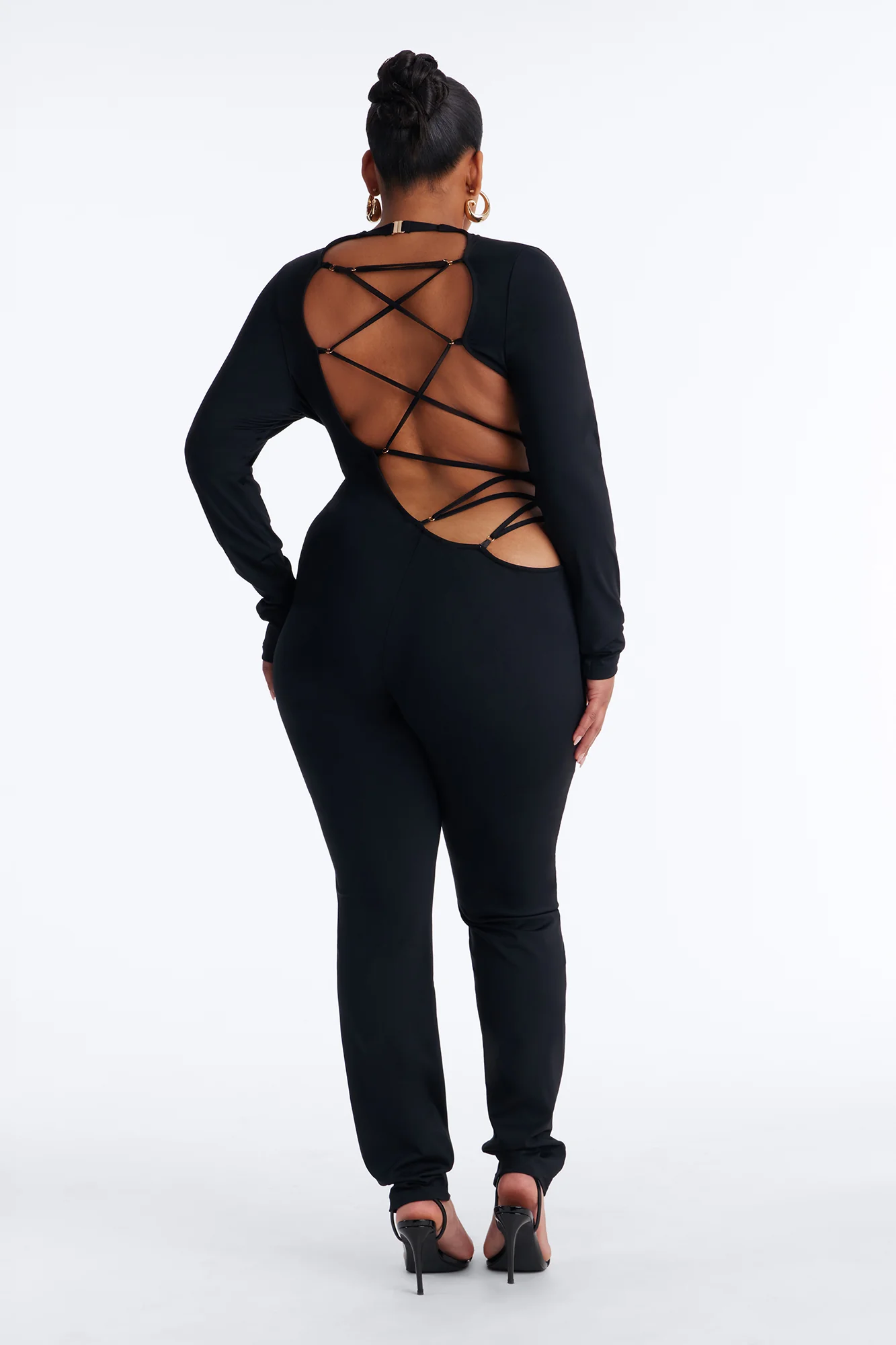 Lee Lace Up Skinny Leg Jumpsuit - Black - Image 9