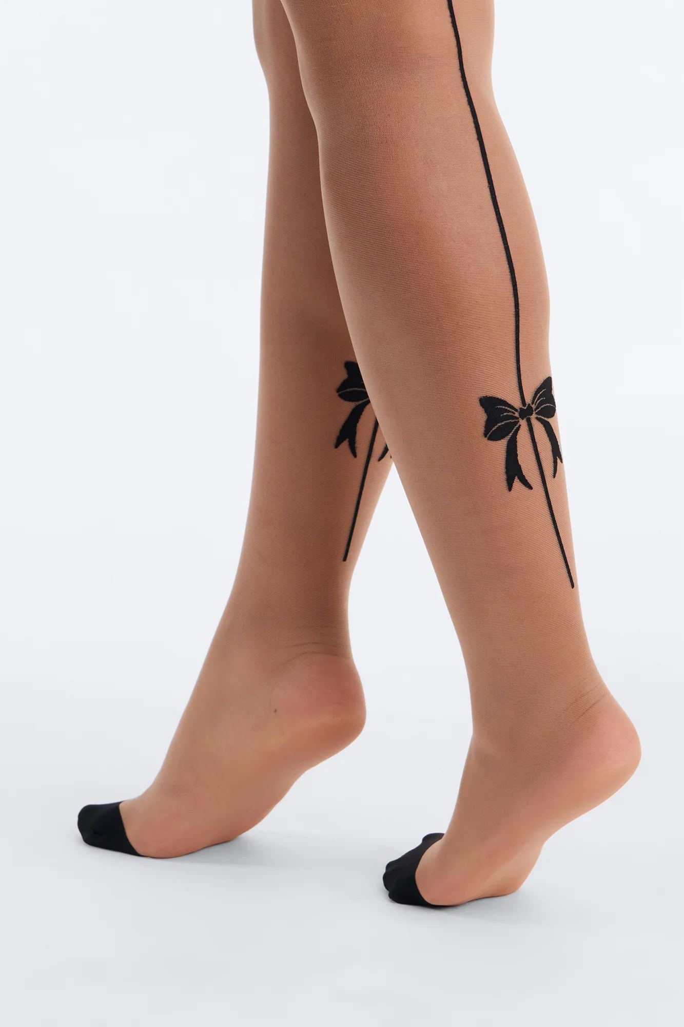 Leg Tease Sheer Bow Thigh High Stockings - Nude/combo - Image 4