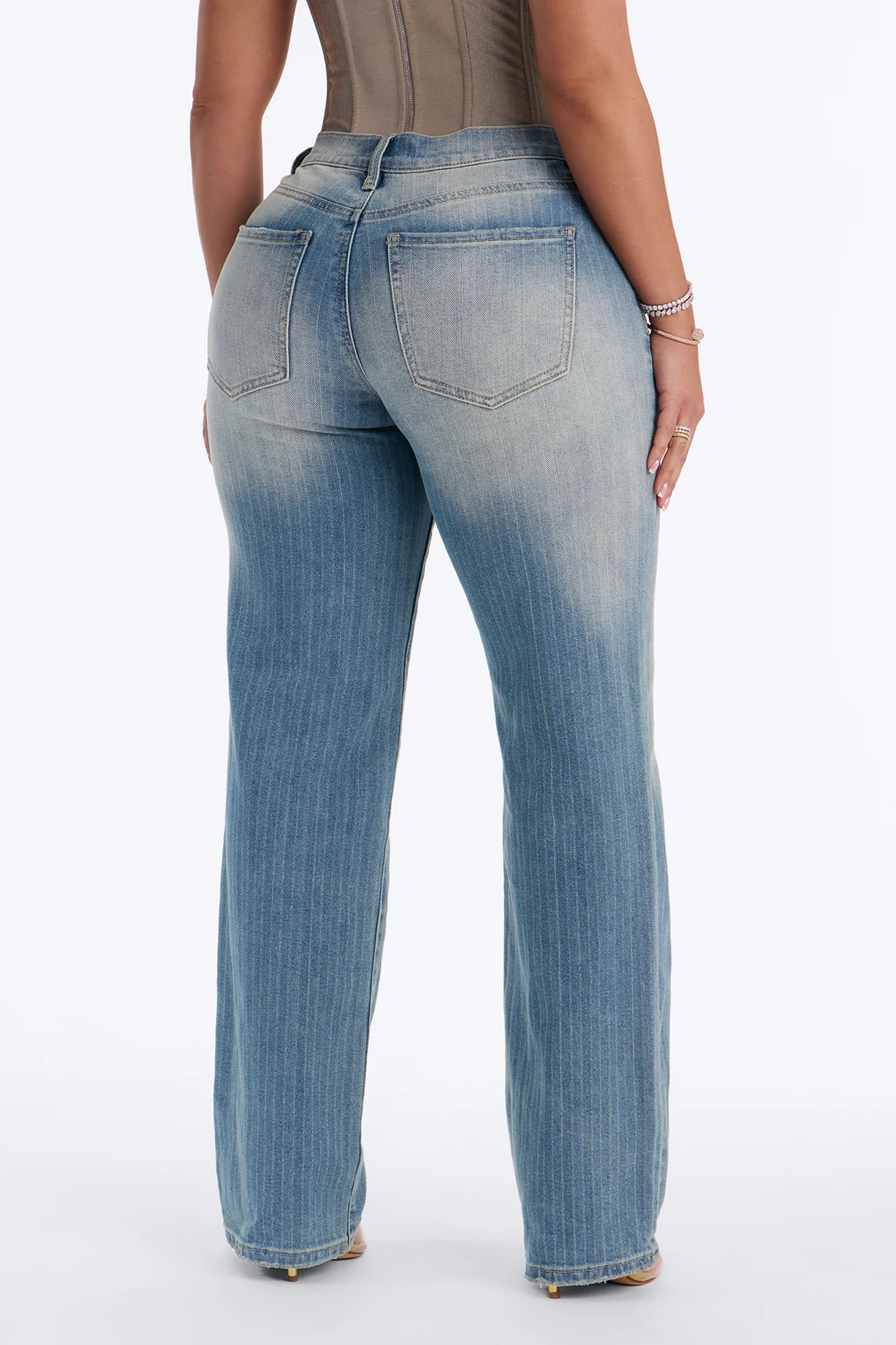 Legendary Status Striped Straight Leg Jeans - Medium Wash - Image 4