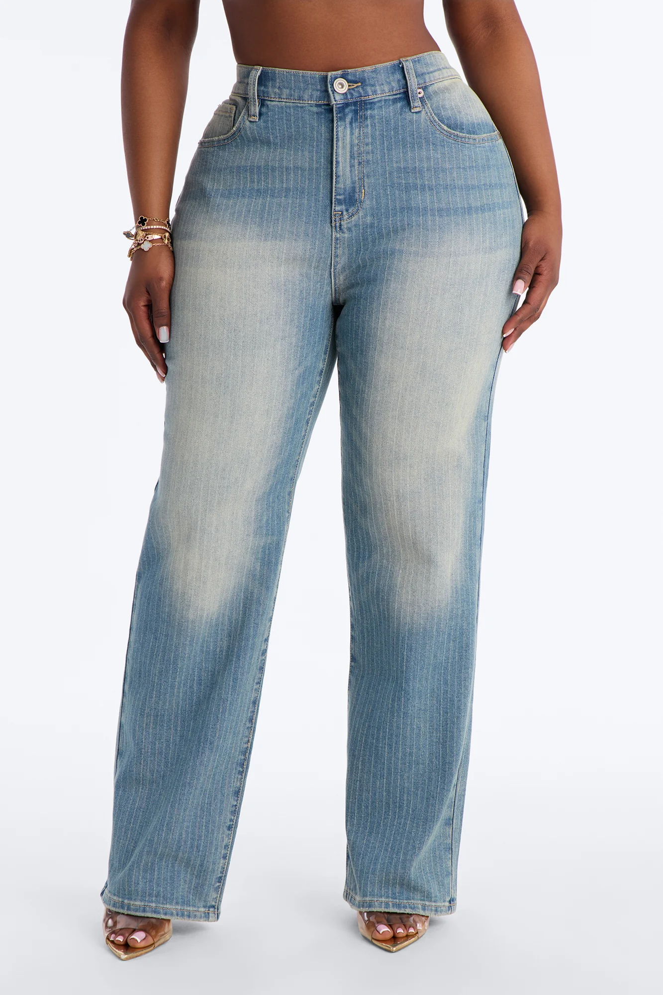 Legendary Status Striped Straight Leg Jeans - Medium Wash - Image 6