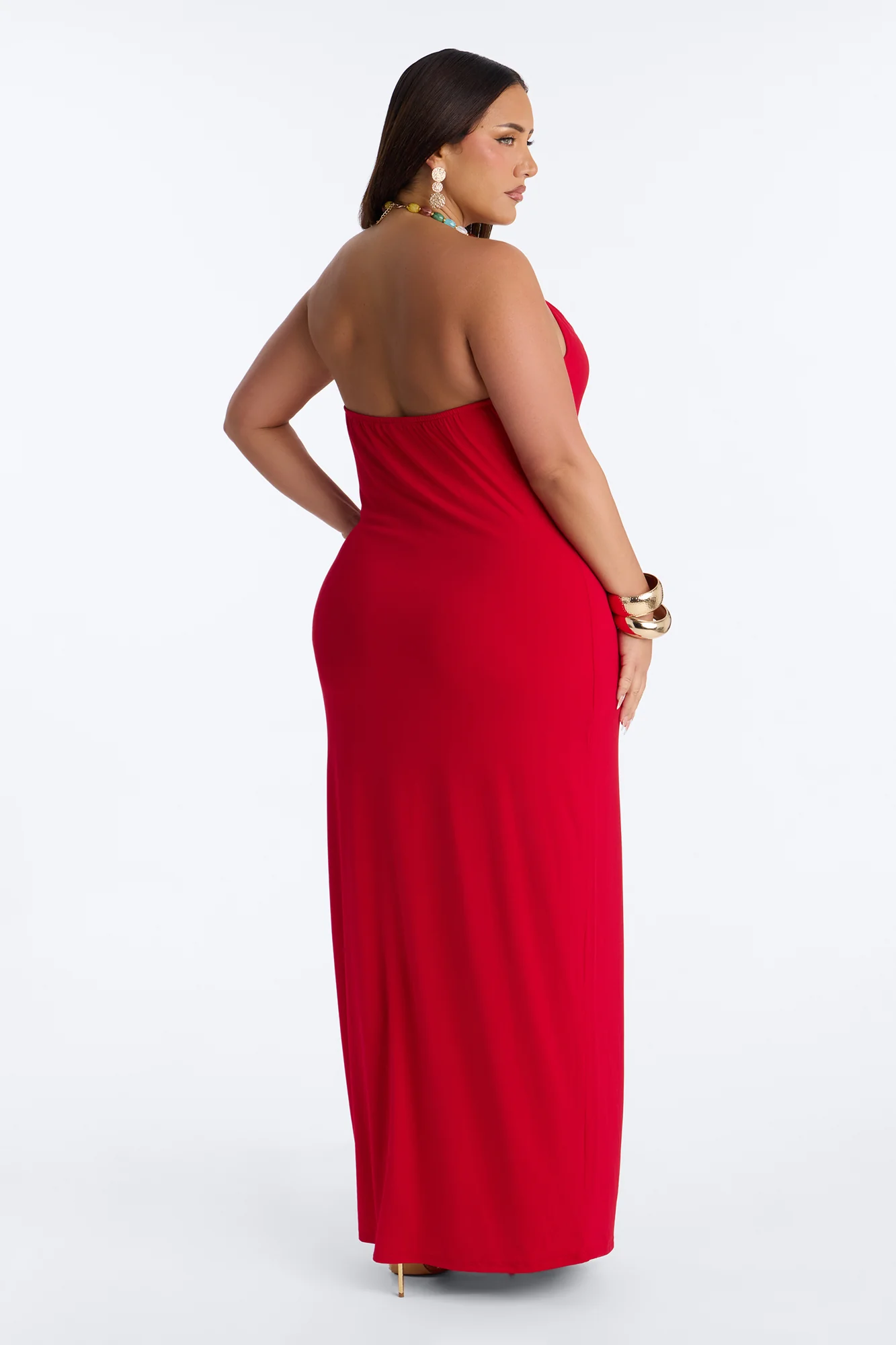 Leila Beaded Halter Maxi Dress - Red - Image 7
