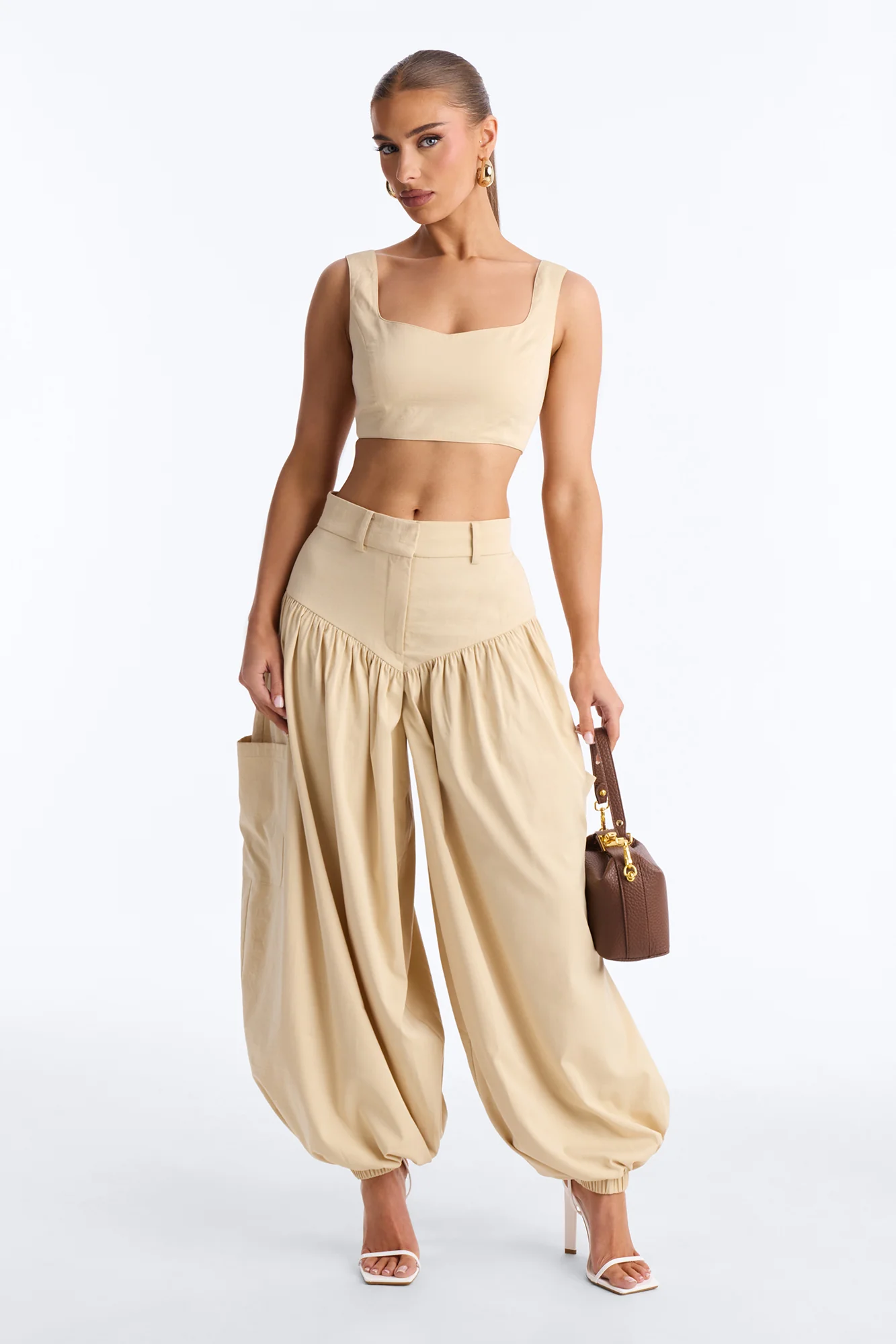 Leilani Balloon Pant Set - Khaki