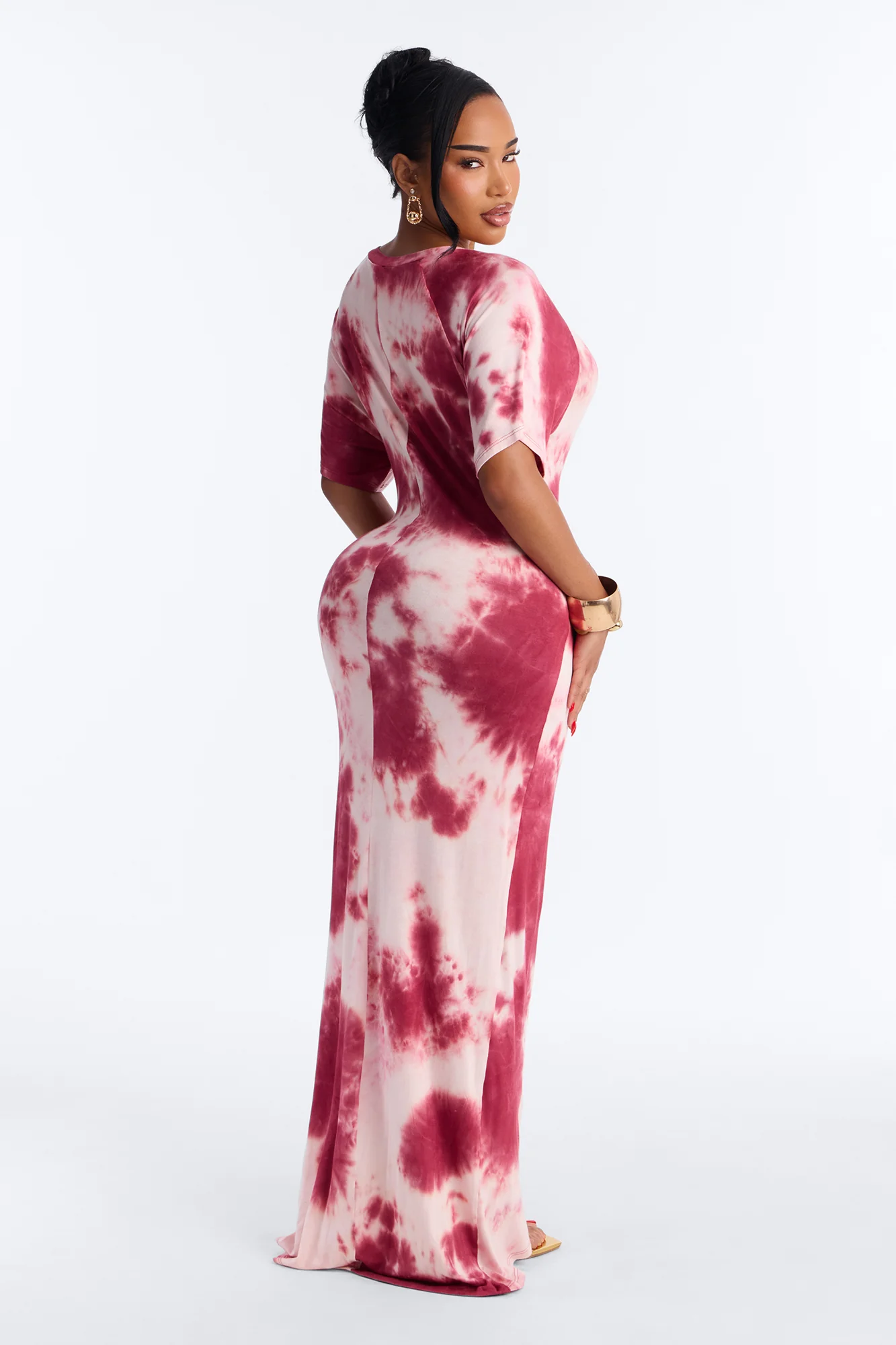 Leilani Tie Dye Maxi Dress - Burgundy/combo - Image 4