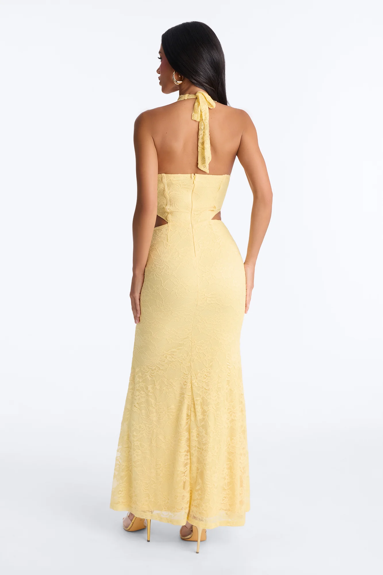Lena Halter Lace Gown - Yellow - Image 4