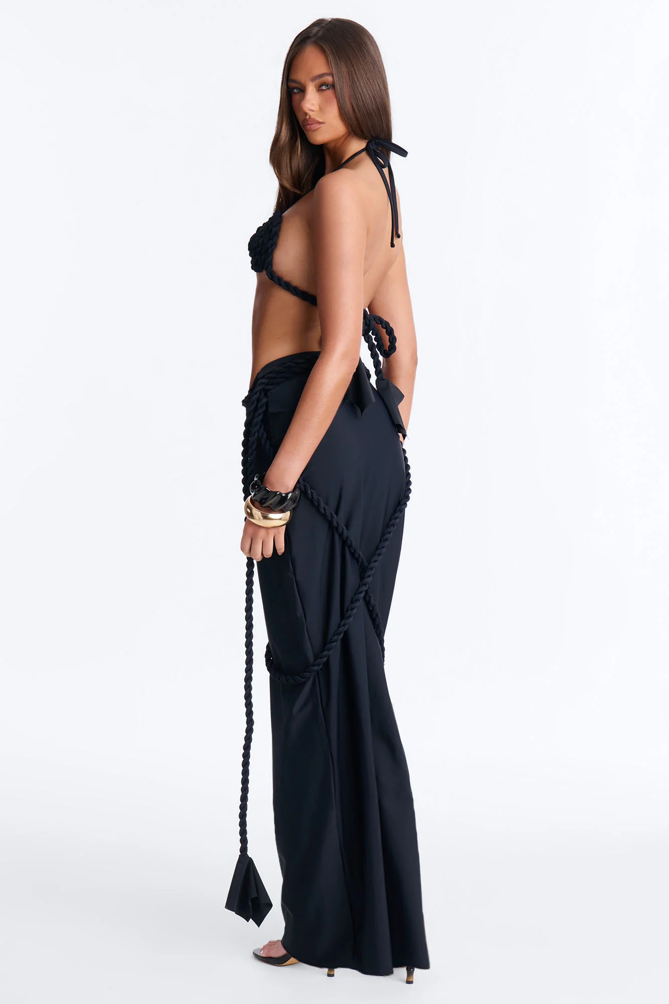 Leo Summer Rope 3 Piece Bikini & Maxi Skirt Set - Black - Image 5