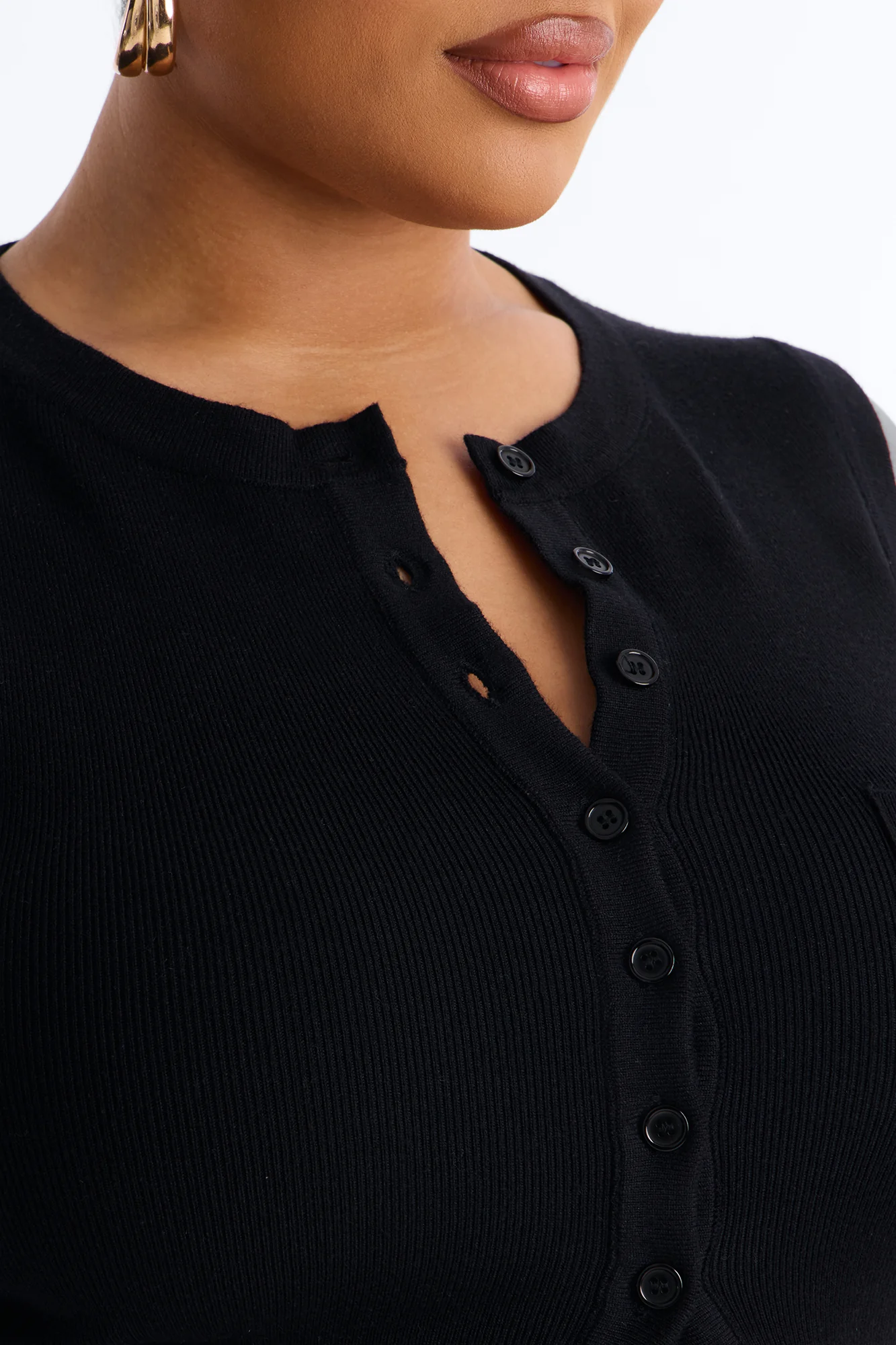 Leona Button Up Sweater Top - Black - Image 7