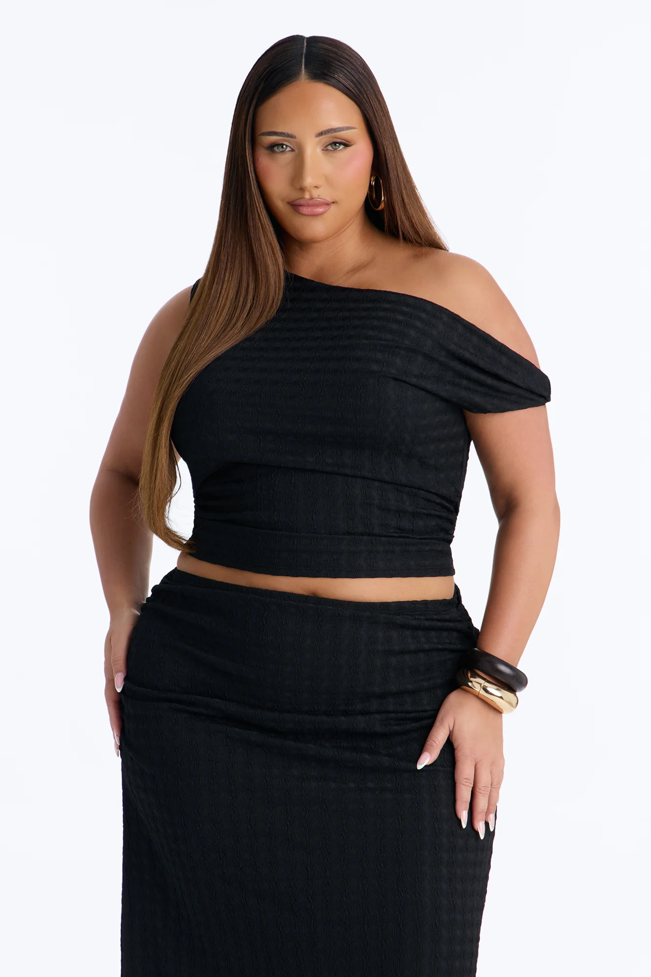 Leona Jacquard Maxi Skirt Set - Black - Image 6