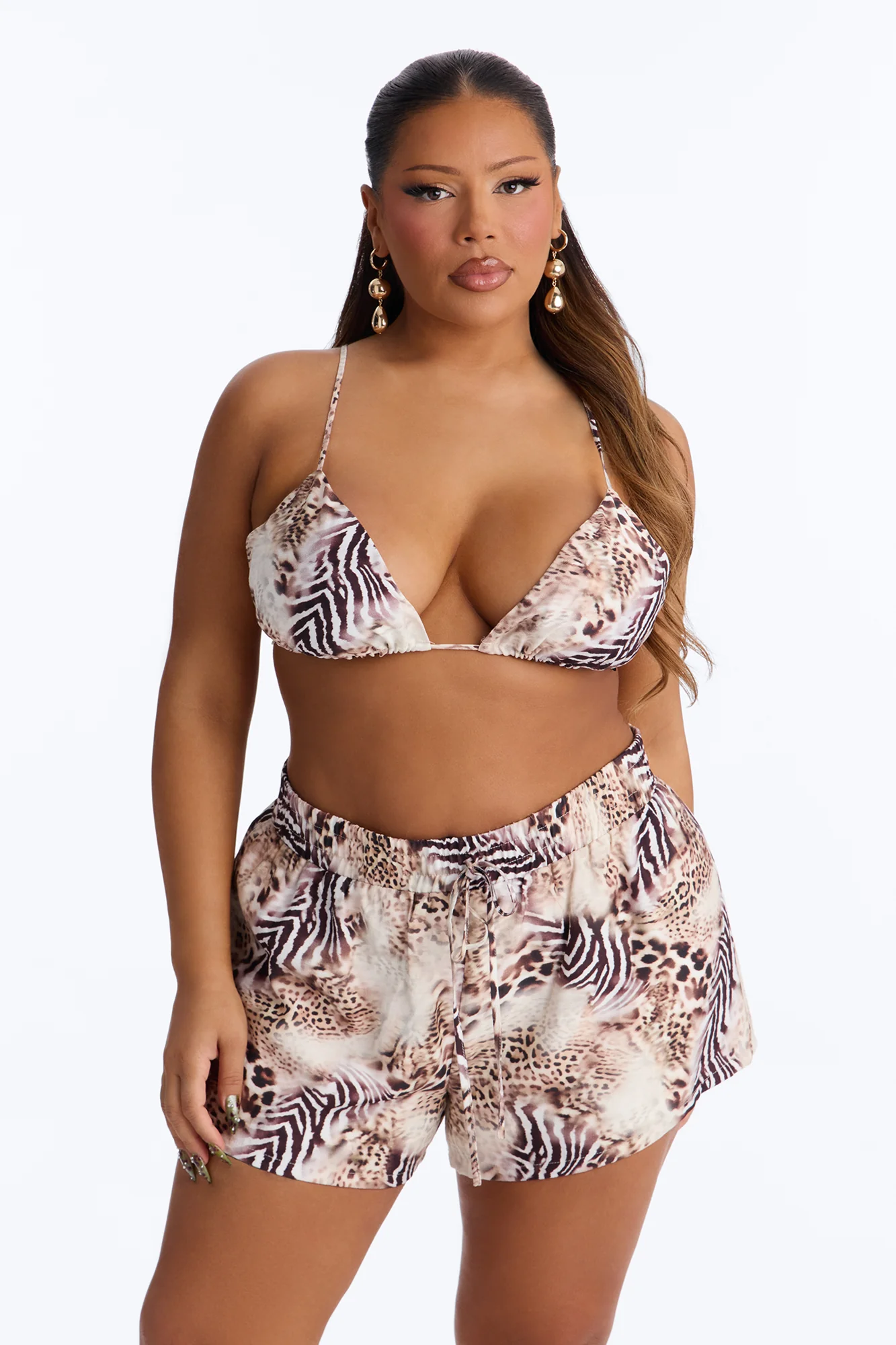 Leopard Legacy 3 Piece Short Set - Brown Combo - Image 7