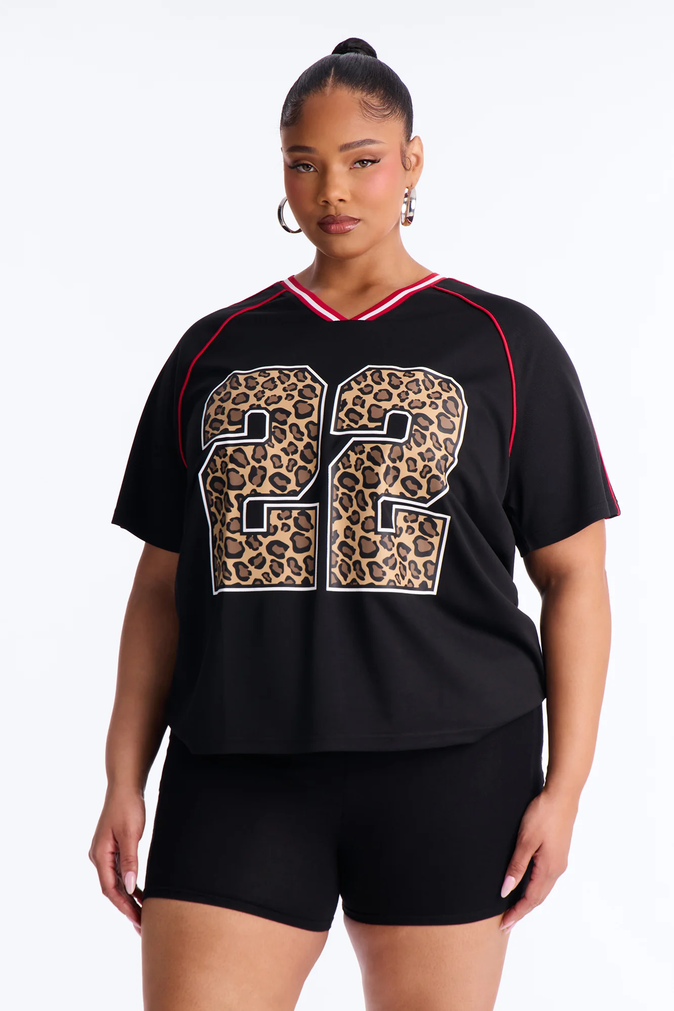 Leopard Numbers V Neck Jersey - Black - Image 5