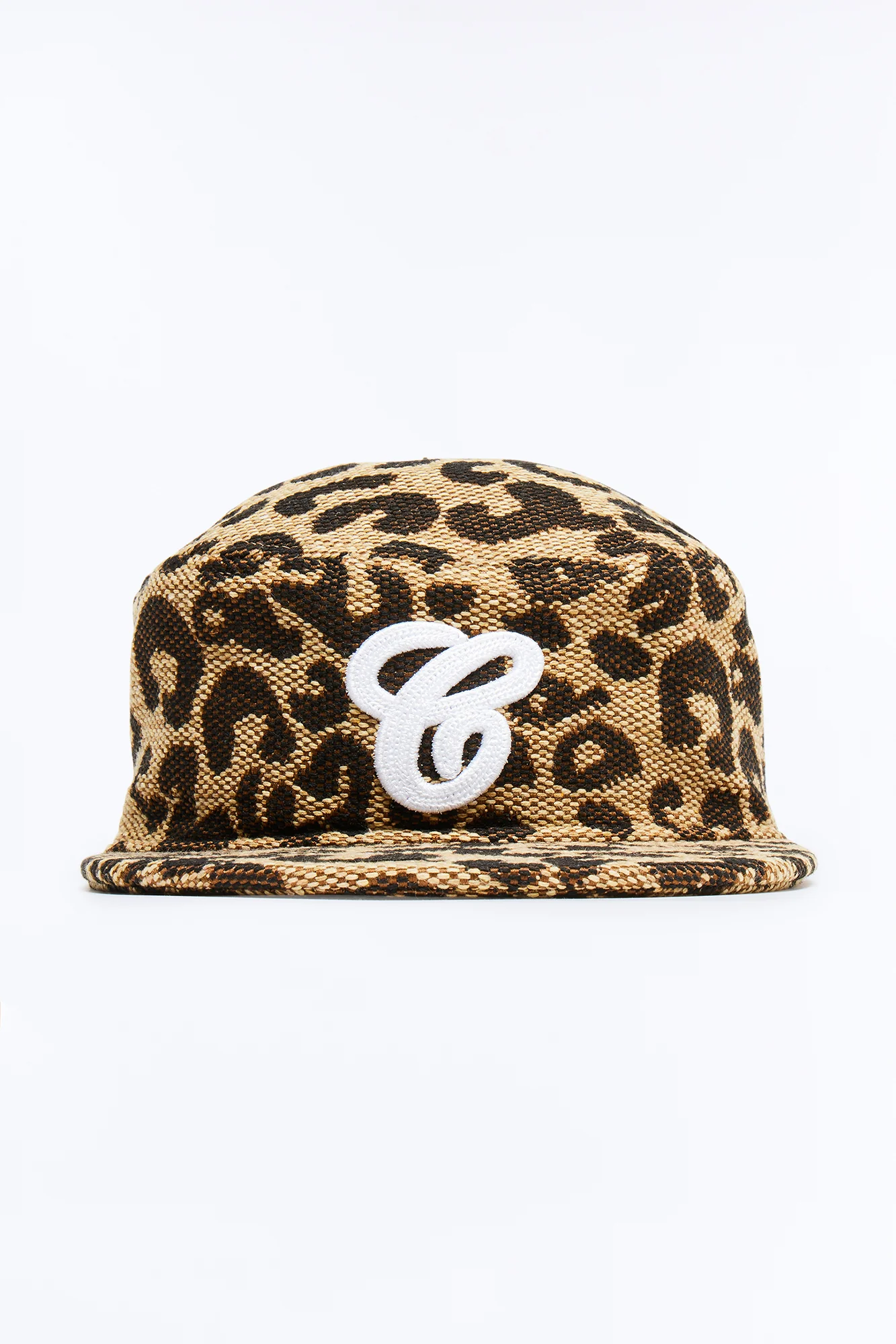 Leopard Print Flat Top Snapback Hat - Brown - Image 4