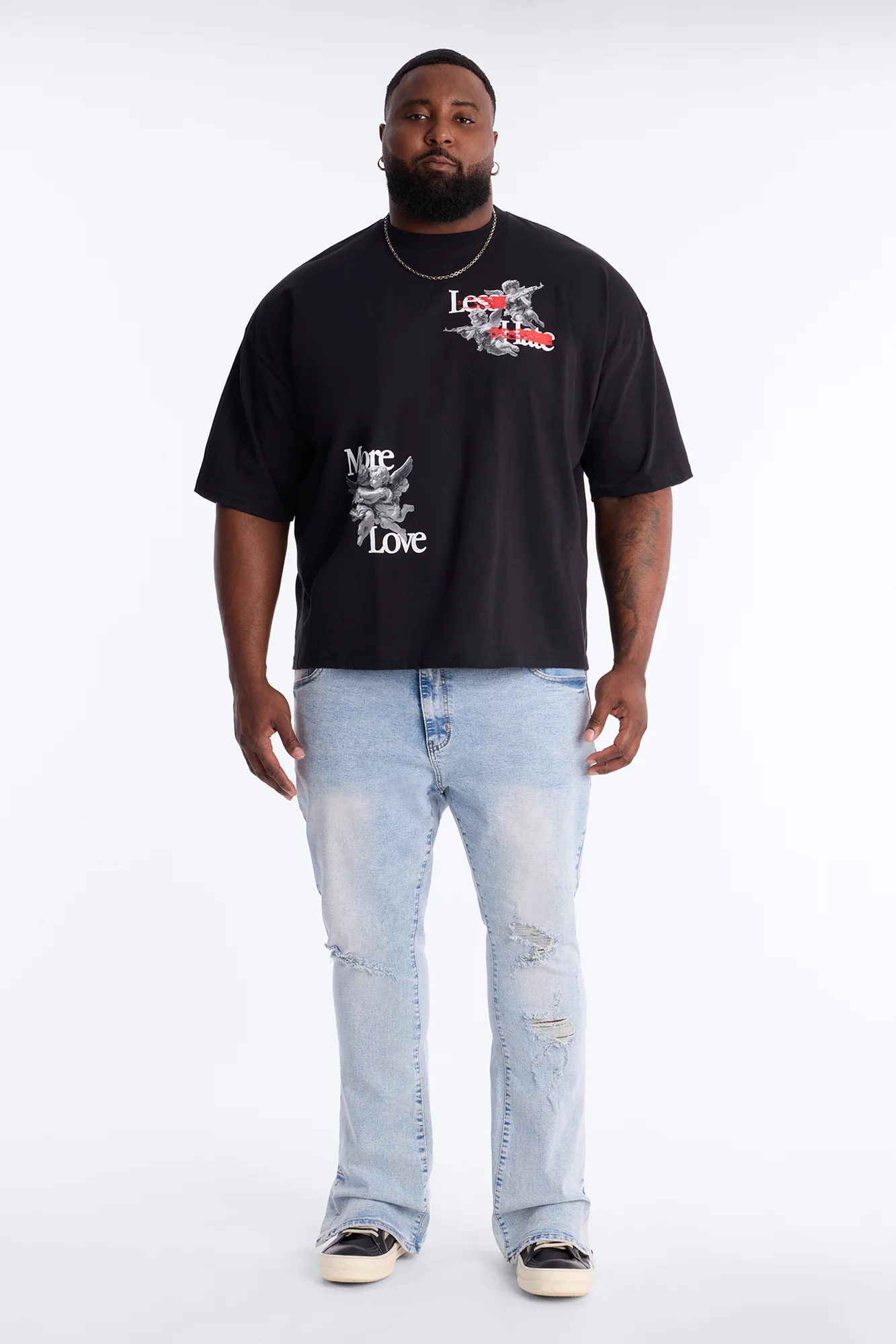 Less Hate More Love Boxy Short Sleeve Tee - Black - Image 2