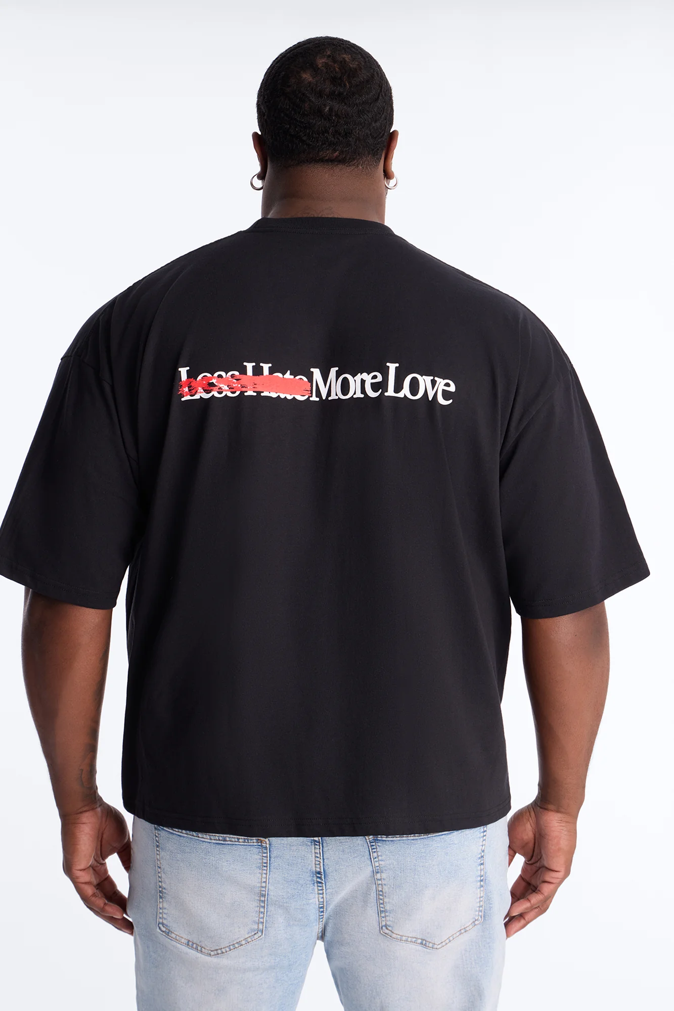 Less Hate More Love Boxy Short Sleeve Tee - Black - Image 4