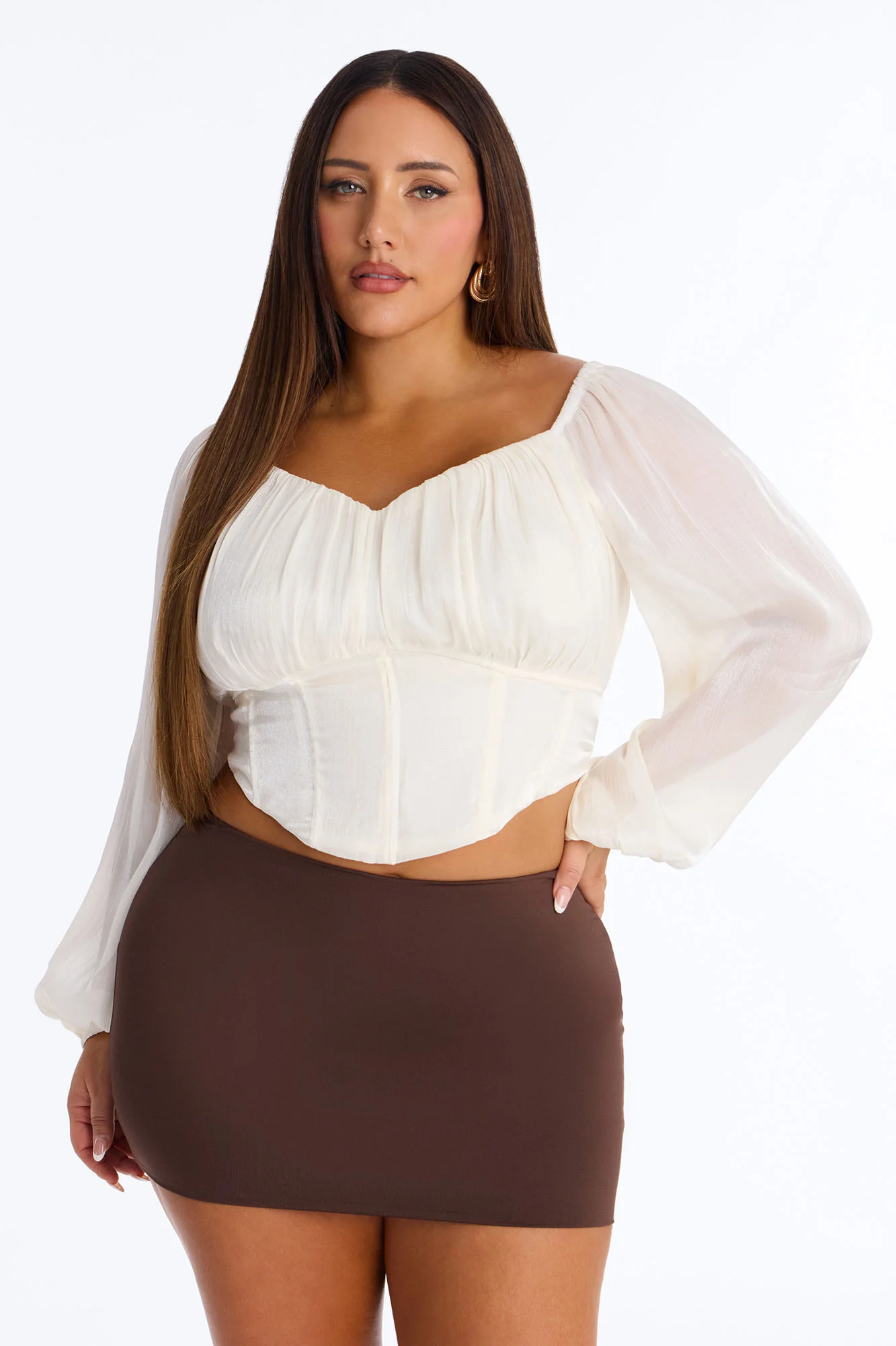 Less Is Better Tie Back Shimmer Organza Corset - Cream - Image 4