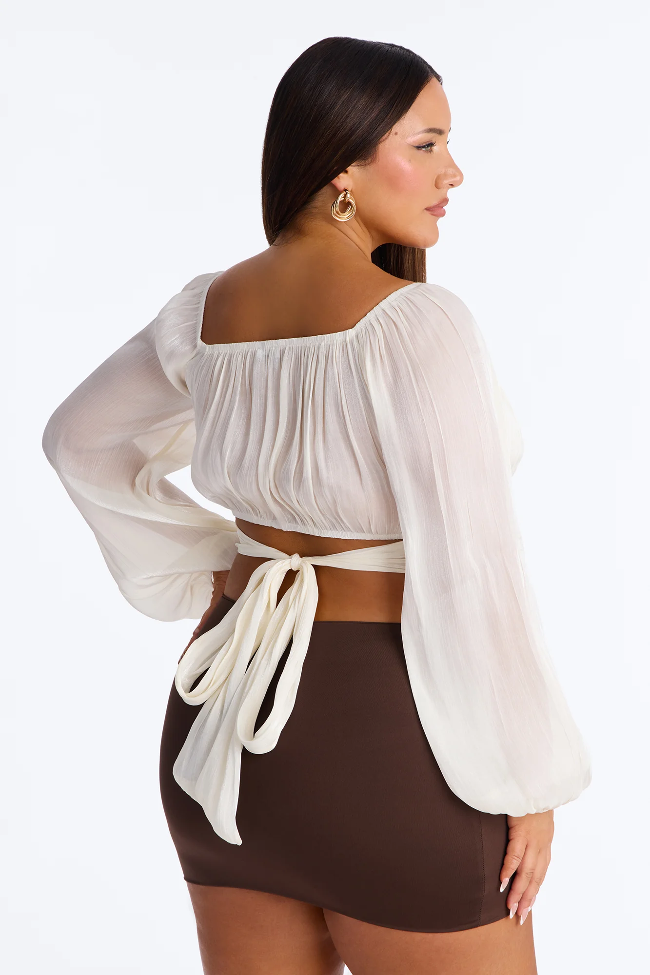 Less Is Better Tie Back Shimmer Organza Corset - Cream - Image 7